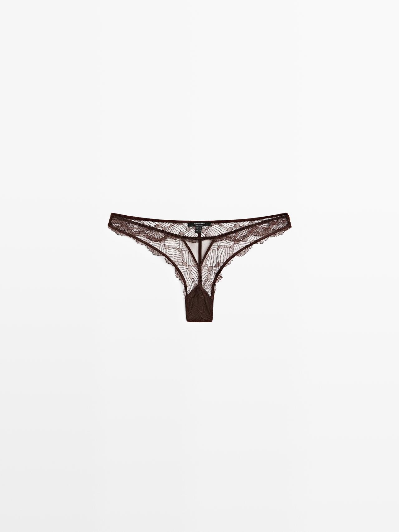 Massimo Dutti - Dame - Tangatrusser I Blonde Med Netdetalje - Brun - S