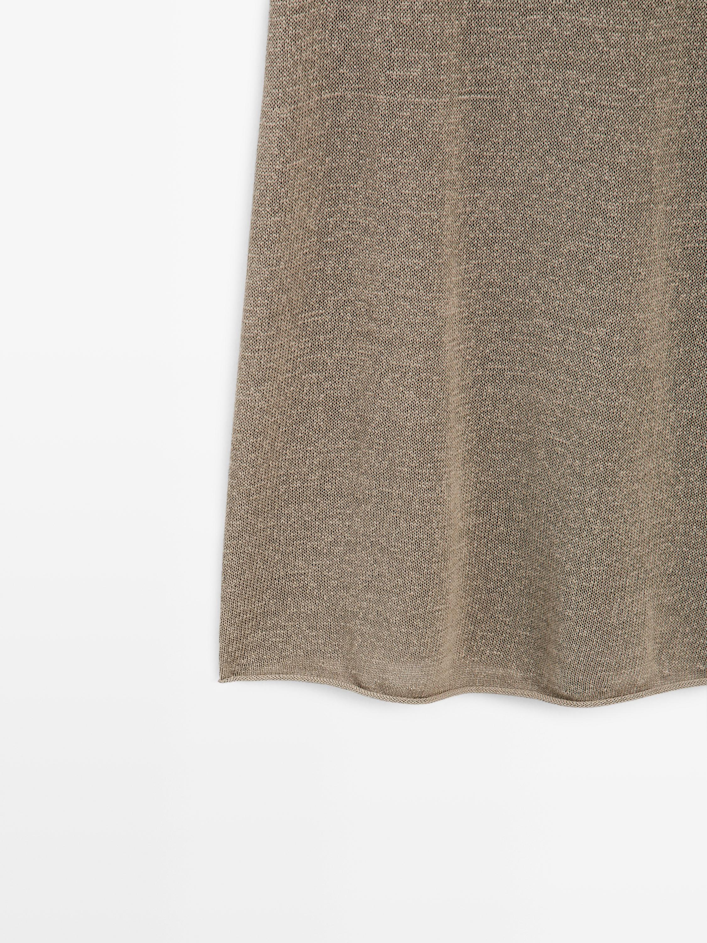 Total look flared knit skirt — SAND