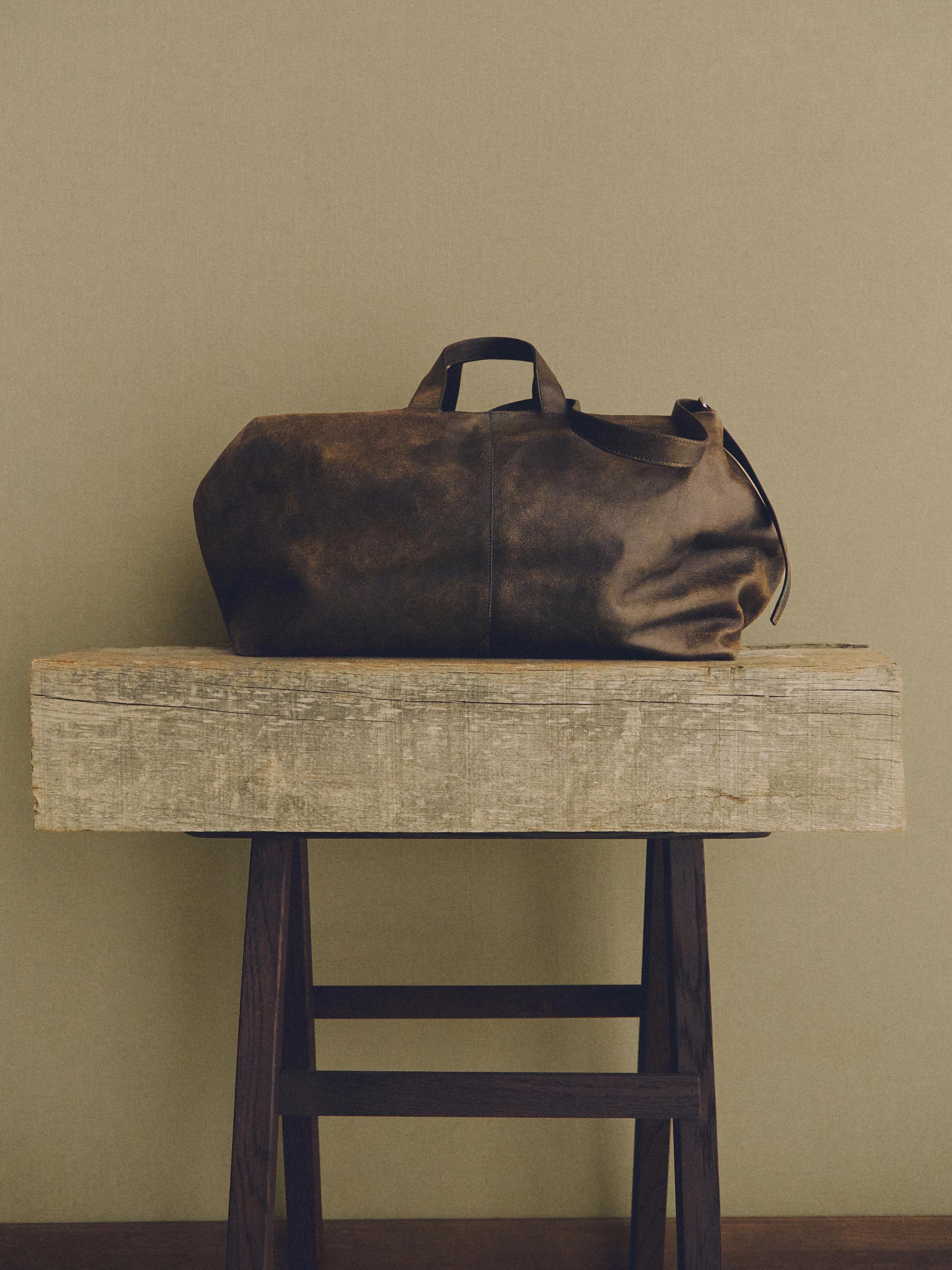 Crackled nappa leather duffle bag