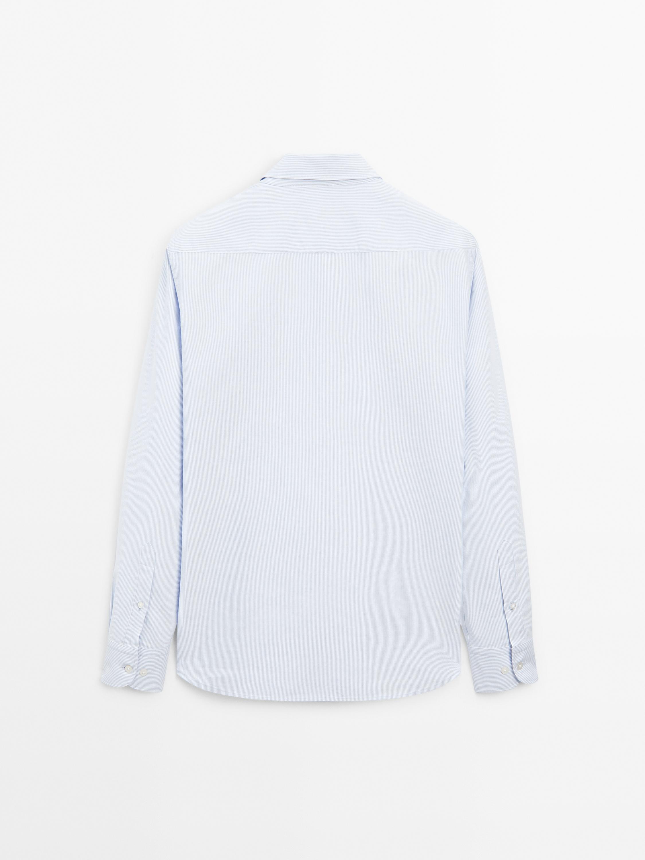 Slim fit multi-striped 100% cotton shirt