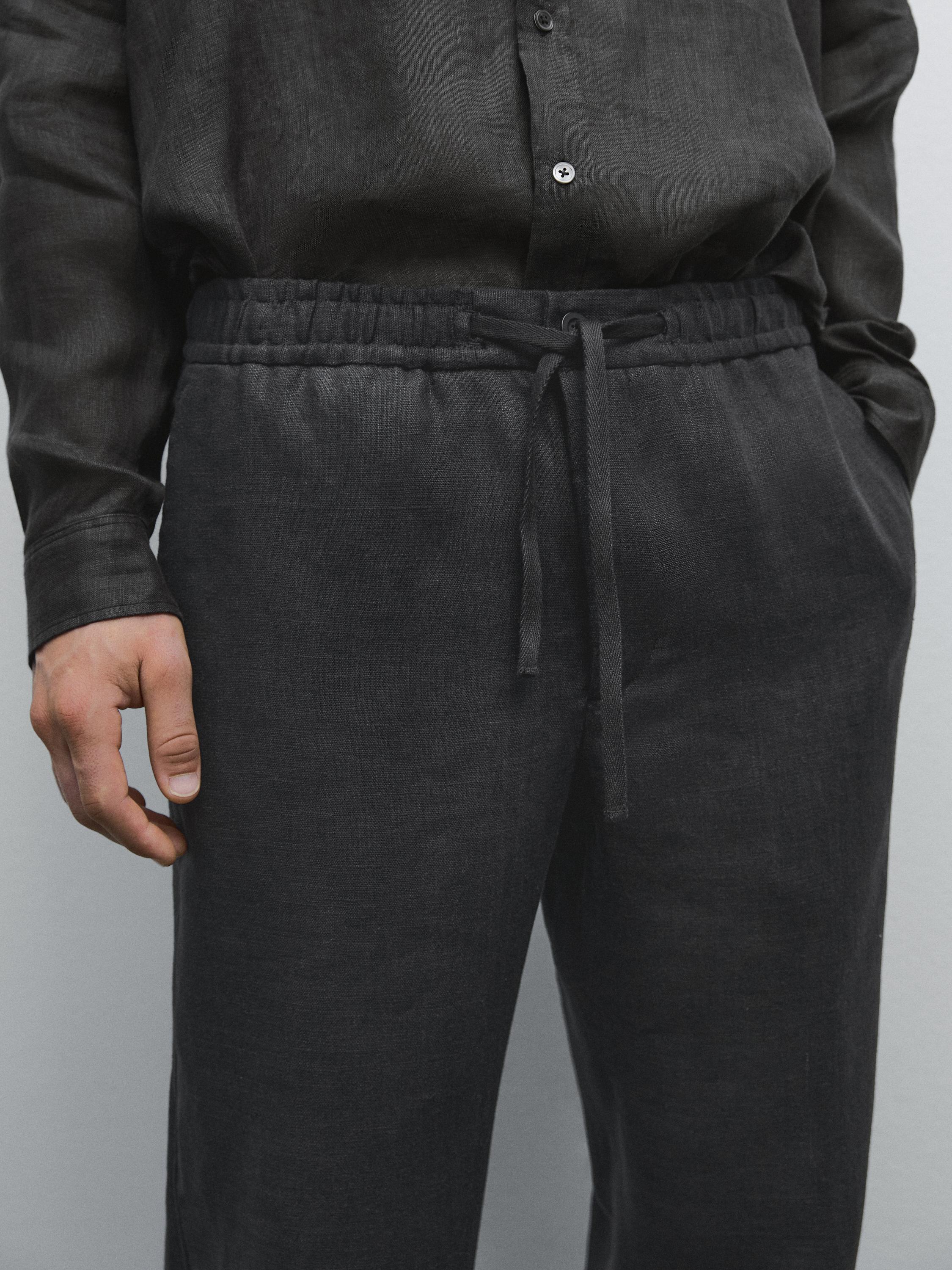 100% linen jogger fit trousers