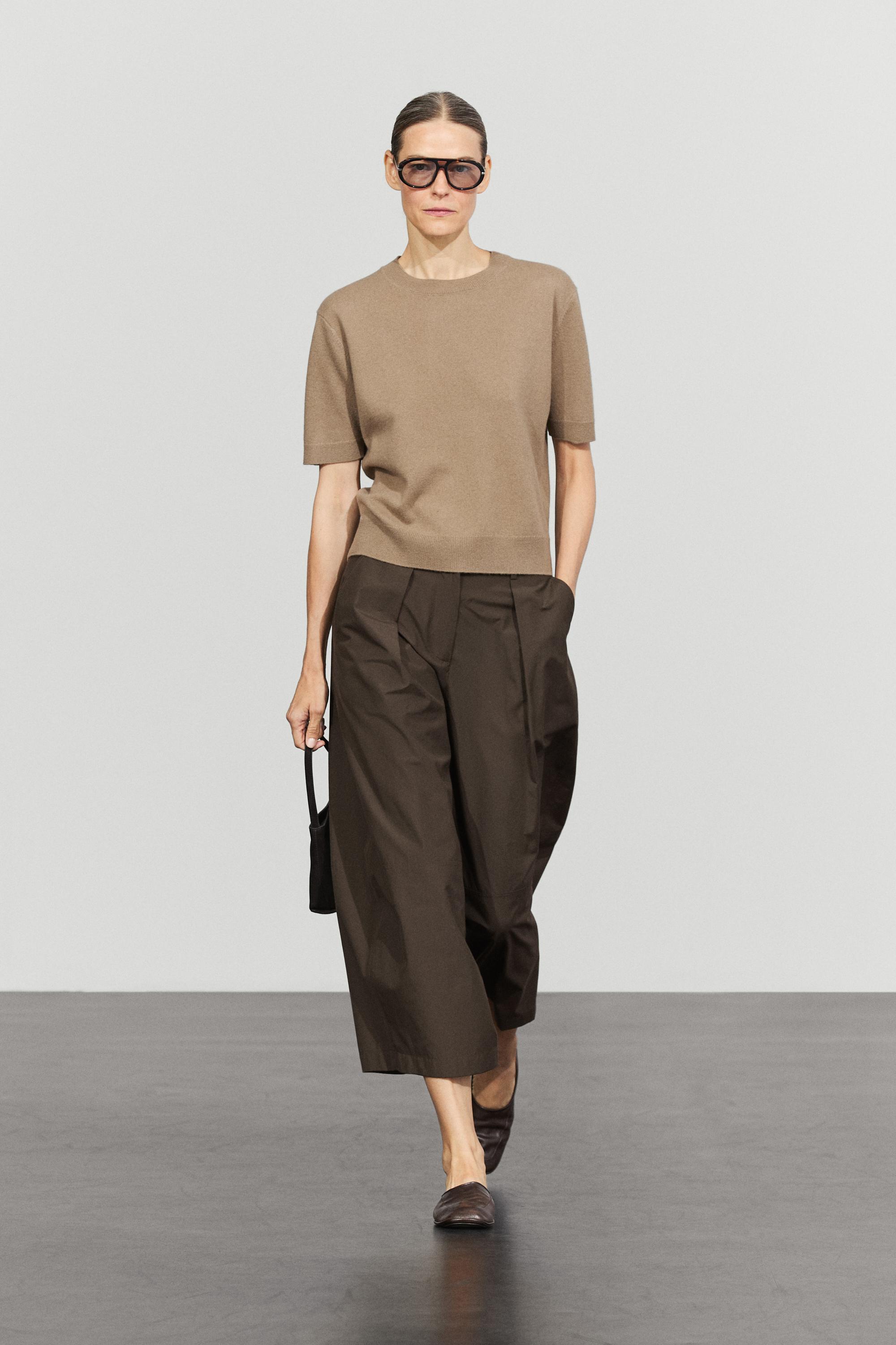 Wool blend short-sleeve knit sweater