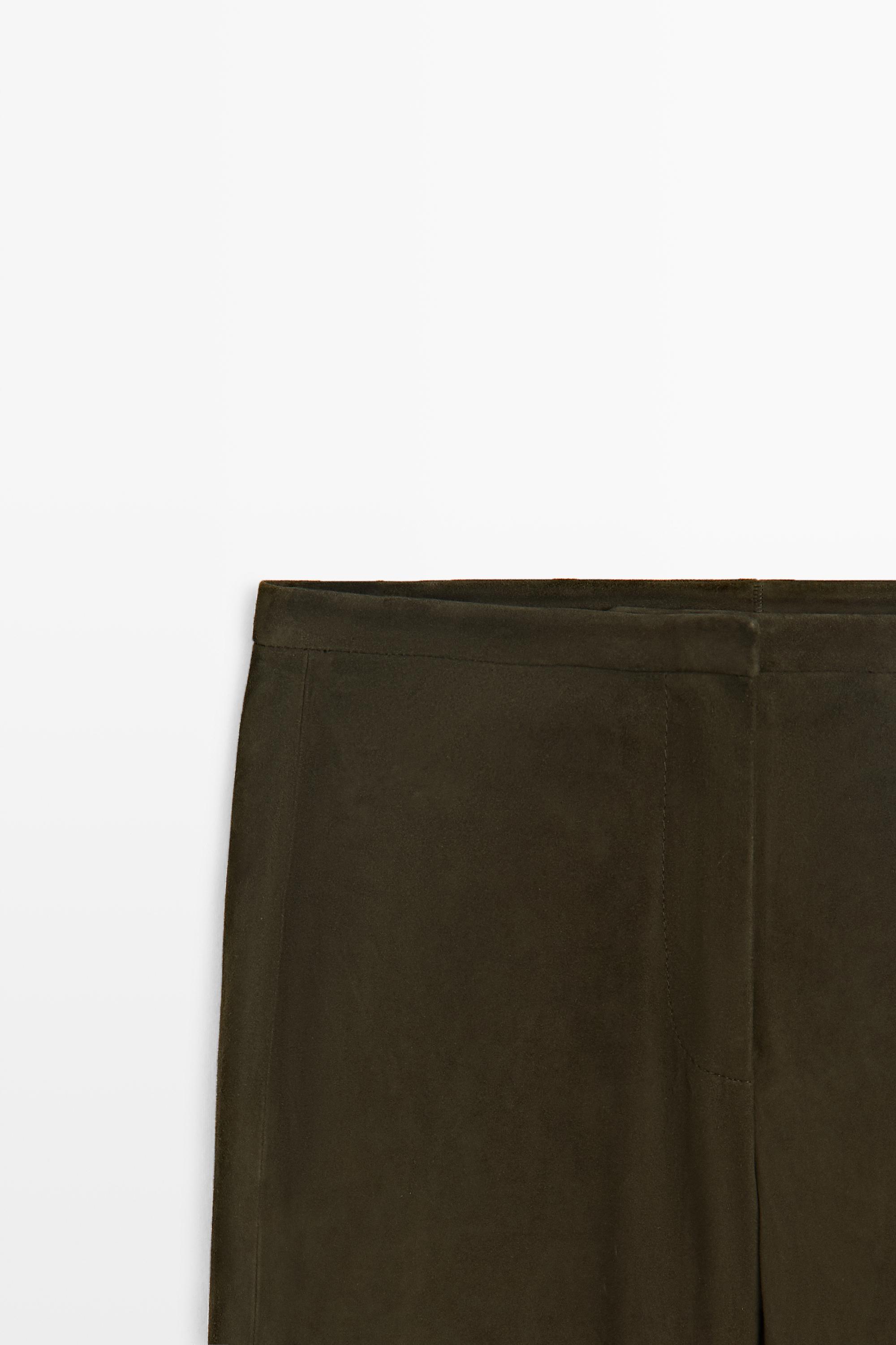 Suede leather pants — KHAKI