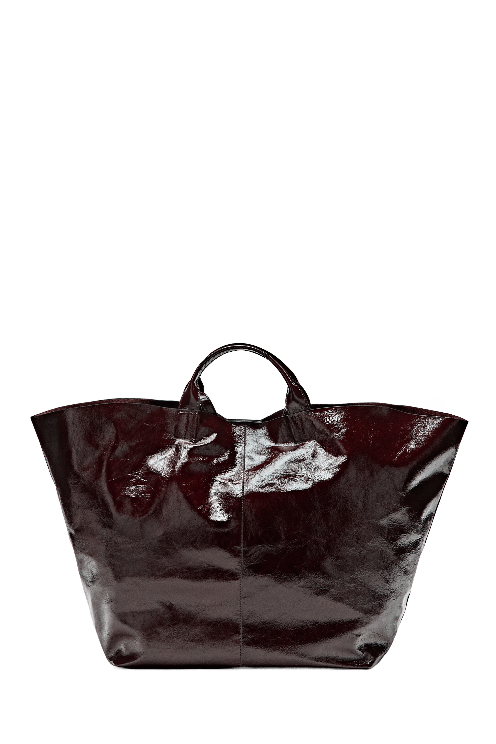 Massimo Dutti Çatlak efektli napa deri maxi tote çanta görsel 7
