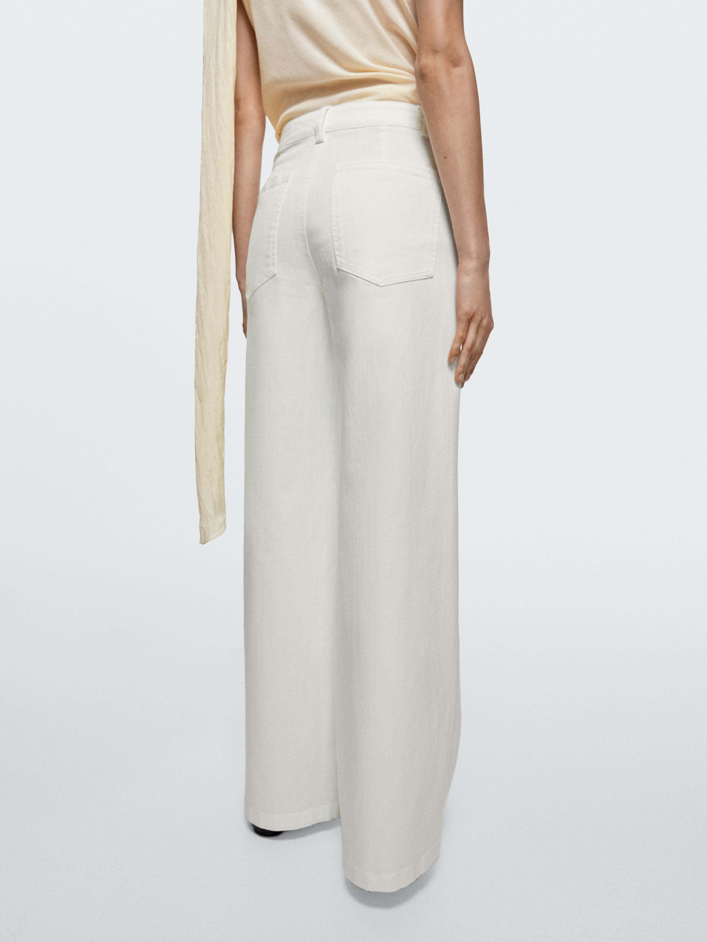 High-waist palazzo jeans — WHITE