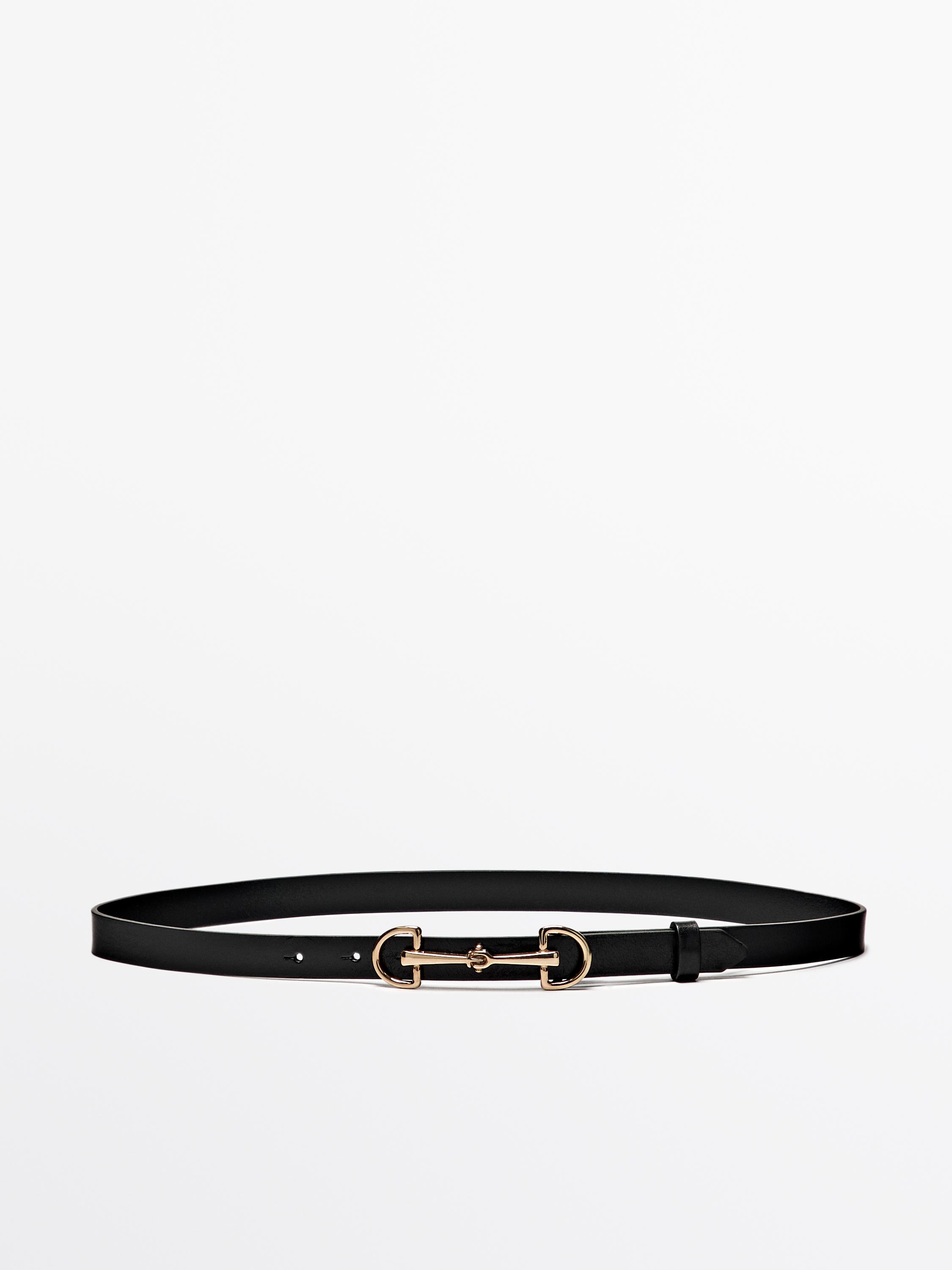 Ceinture équestre en cuir nappa · Cuir, Marron, Noir · Ceintures | Massimo Dutti