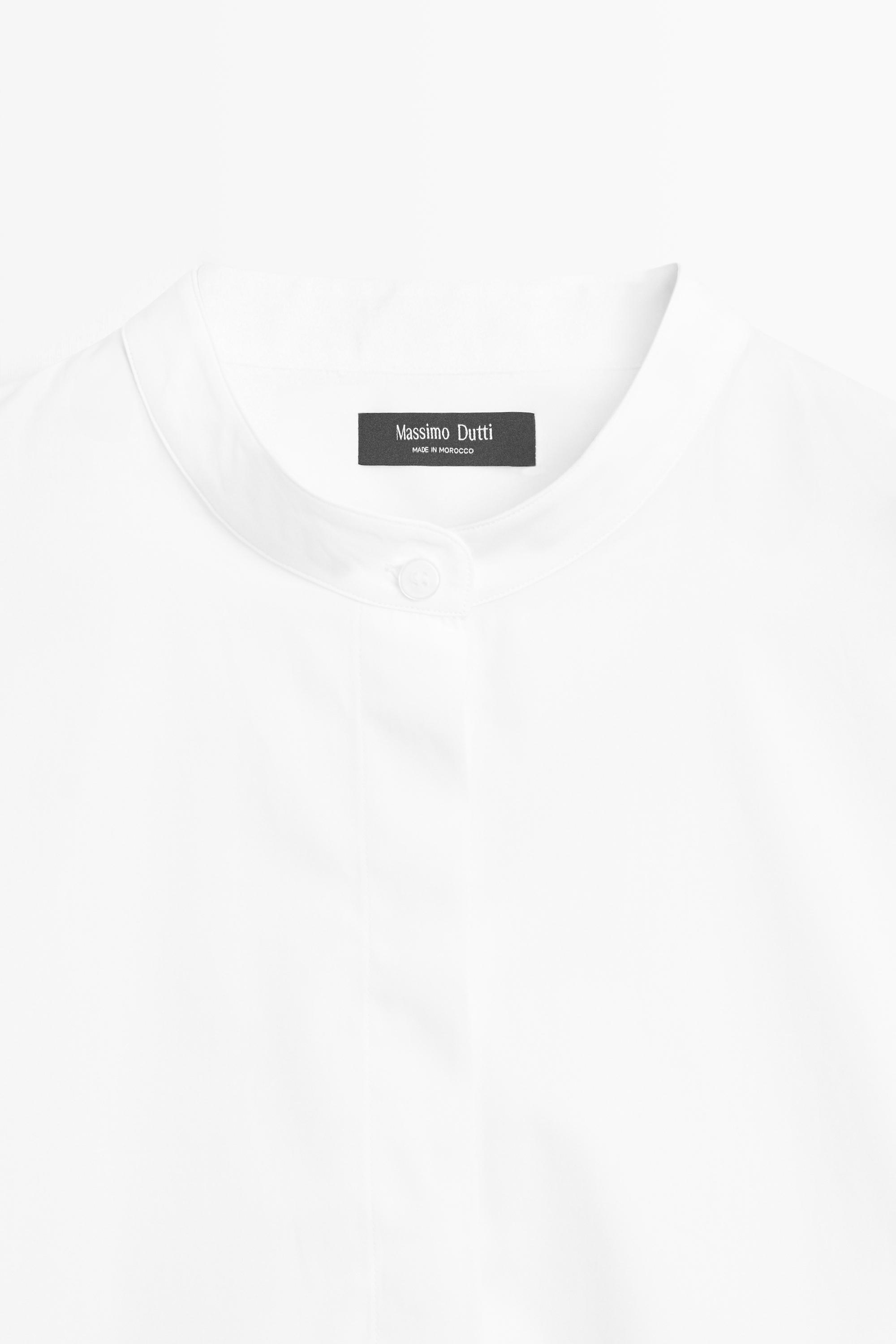 Poplin shirt with stand collar — WHITE
