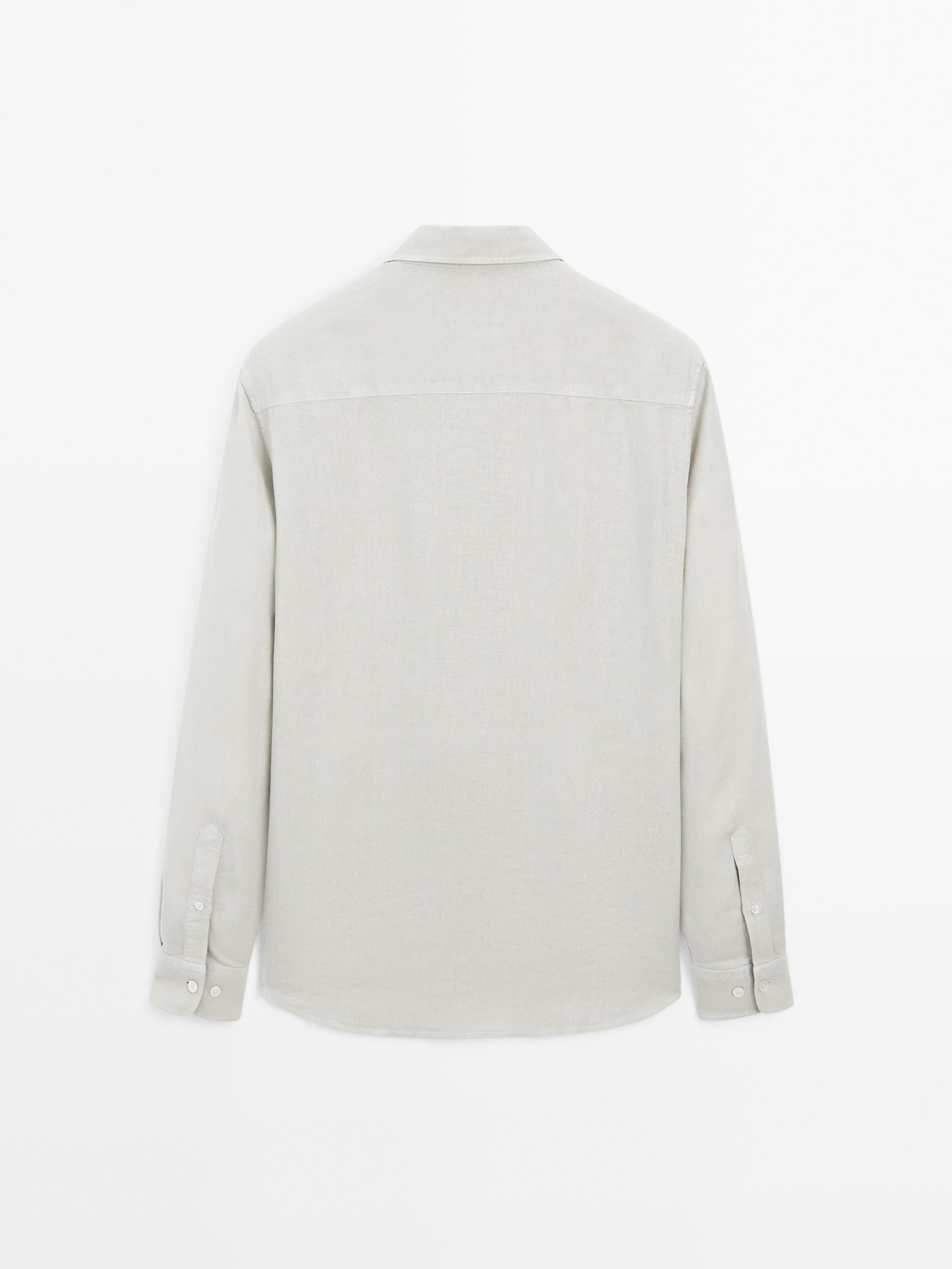 Slim fit linen blend shirt