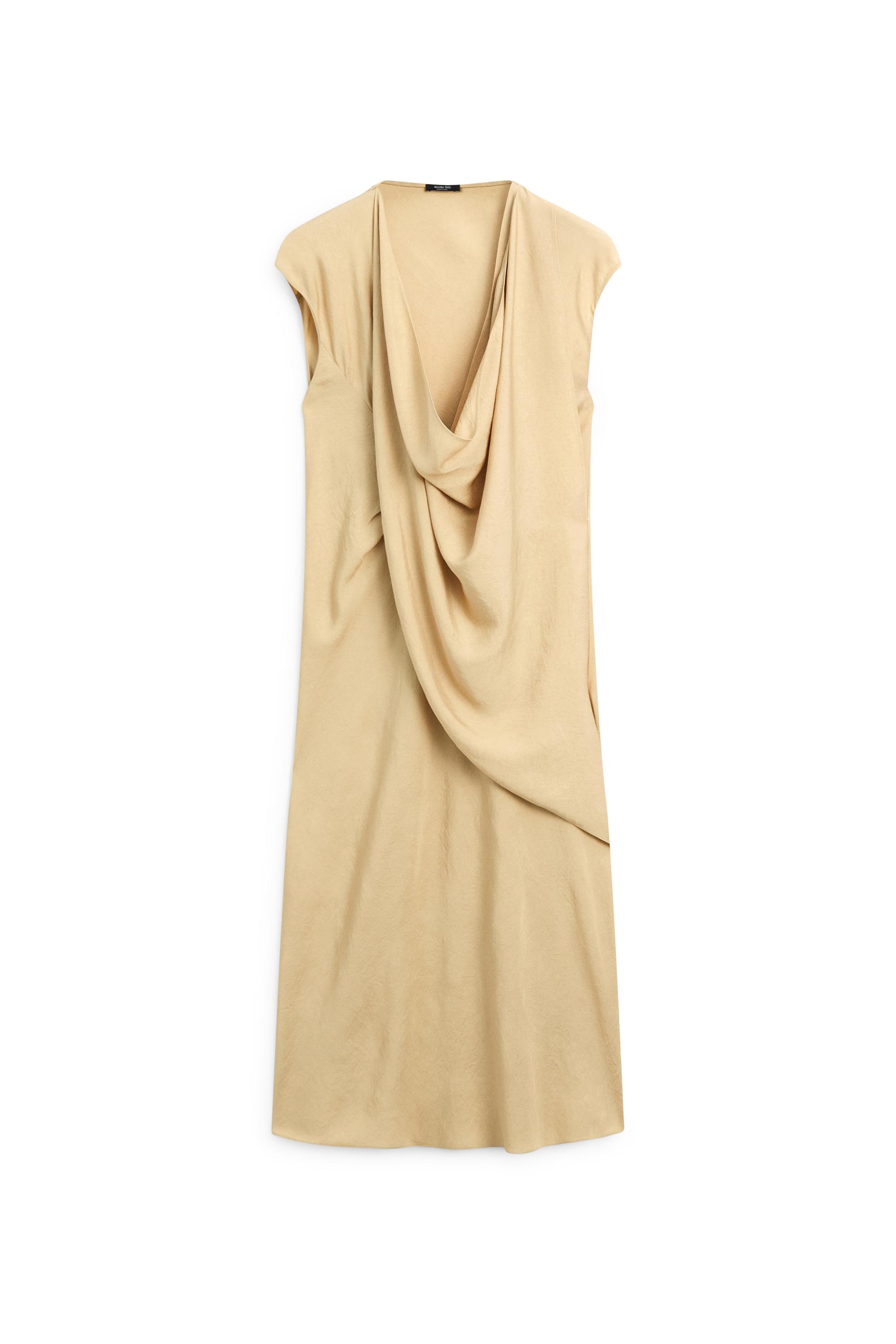 Flowing draped midi dress - LIMITED EDITION — MUSTARD YELLOW