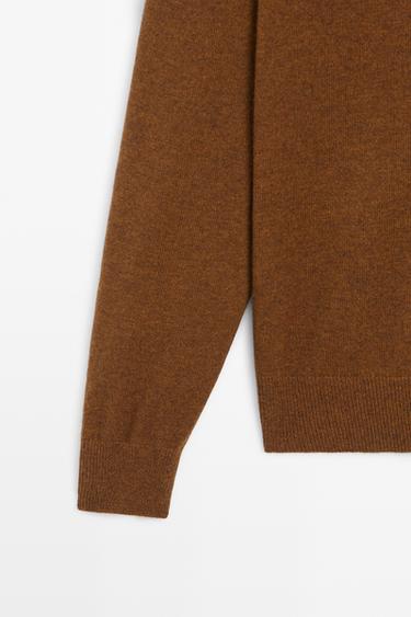 Wool blend knit polo sweater — COPPER 7