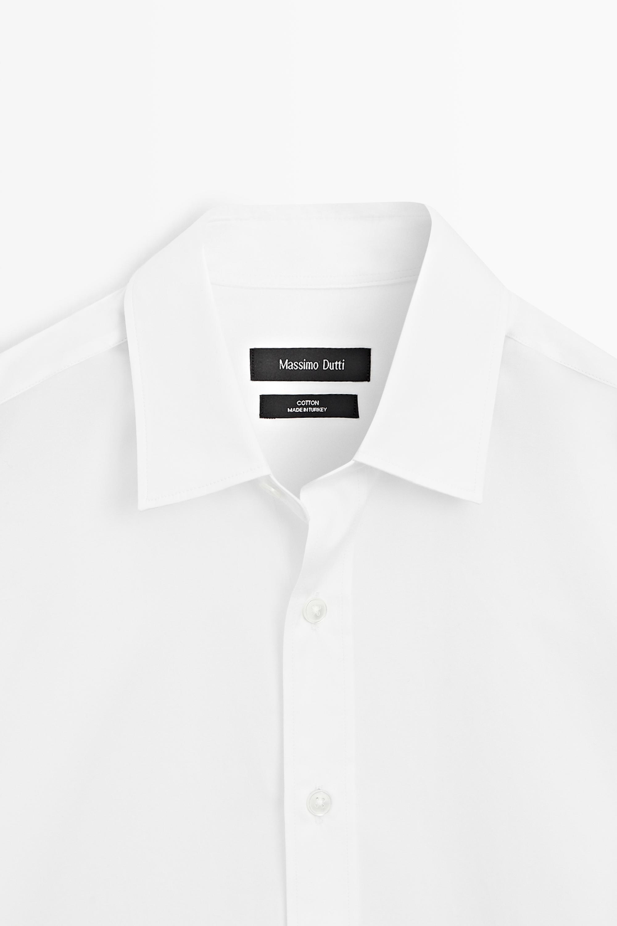 100% cotton regular fit poplin shirt — WHITE