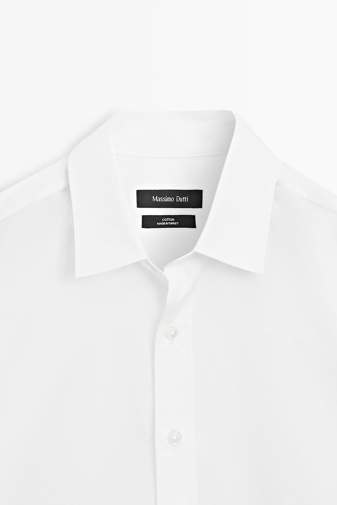 100% cotton regular fit poplin shirt — WHITE