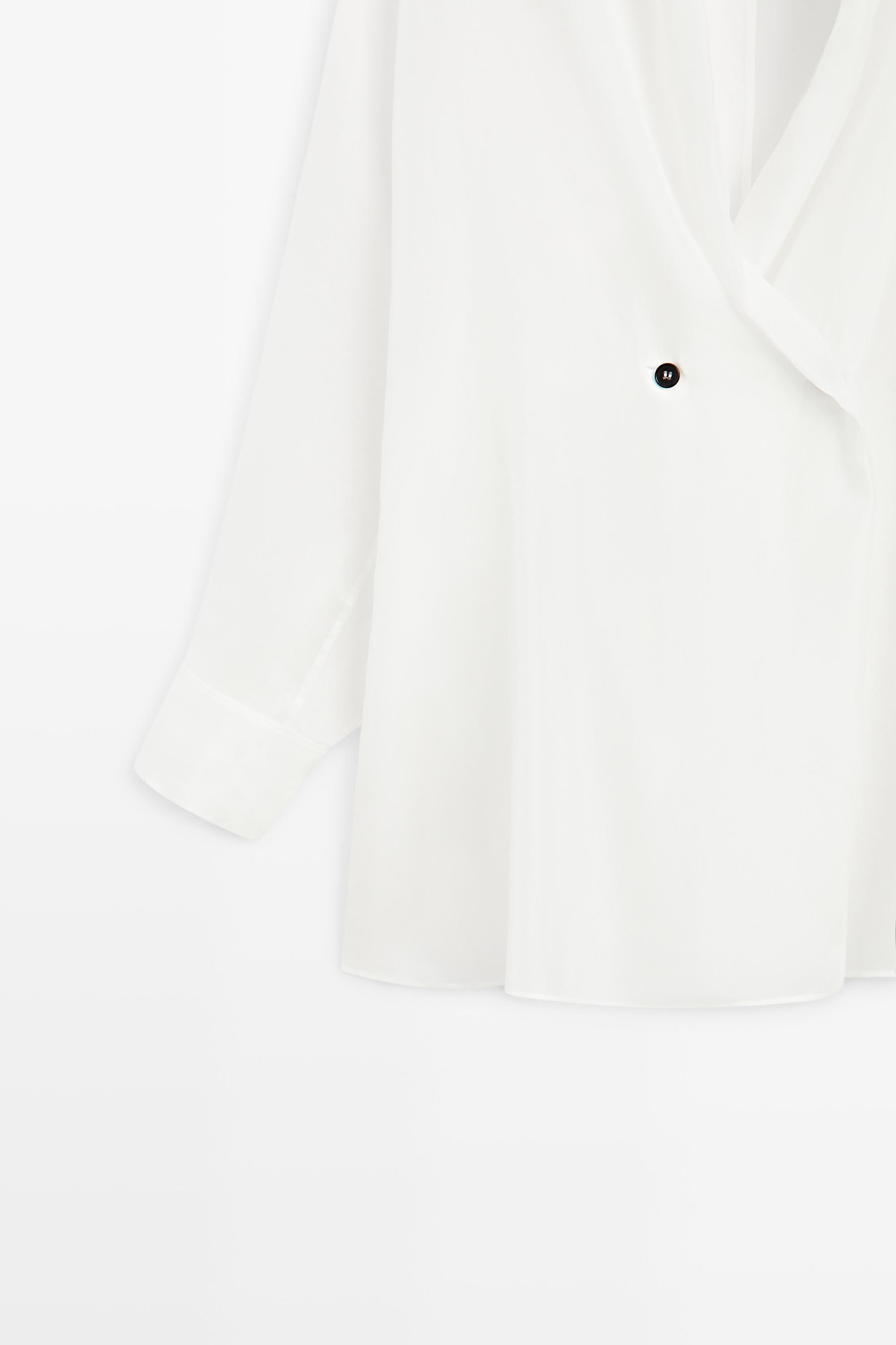 Flowing 100% silk tuxedo-style kimono — Off white