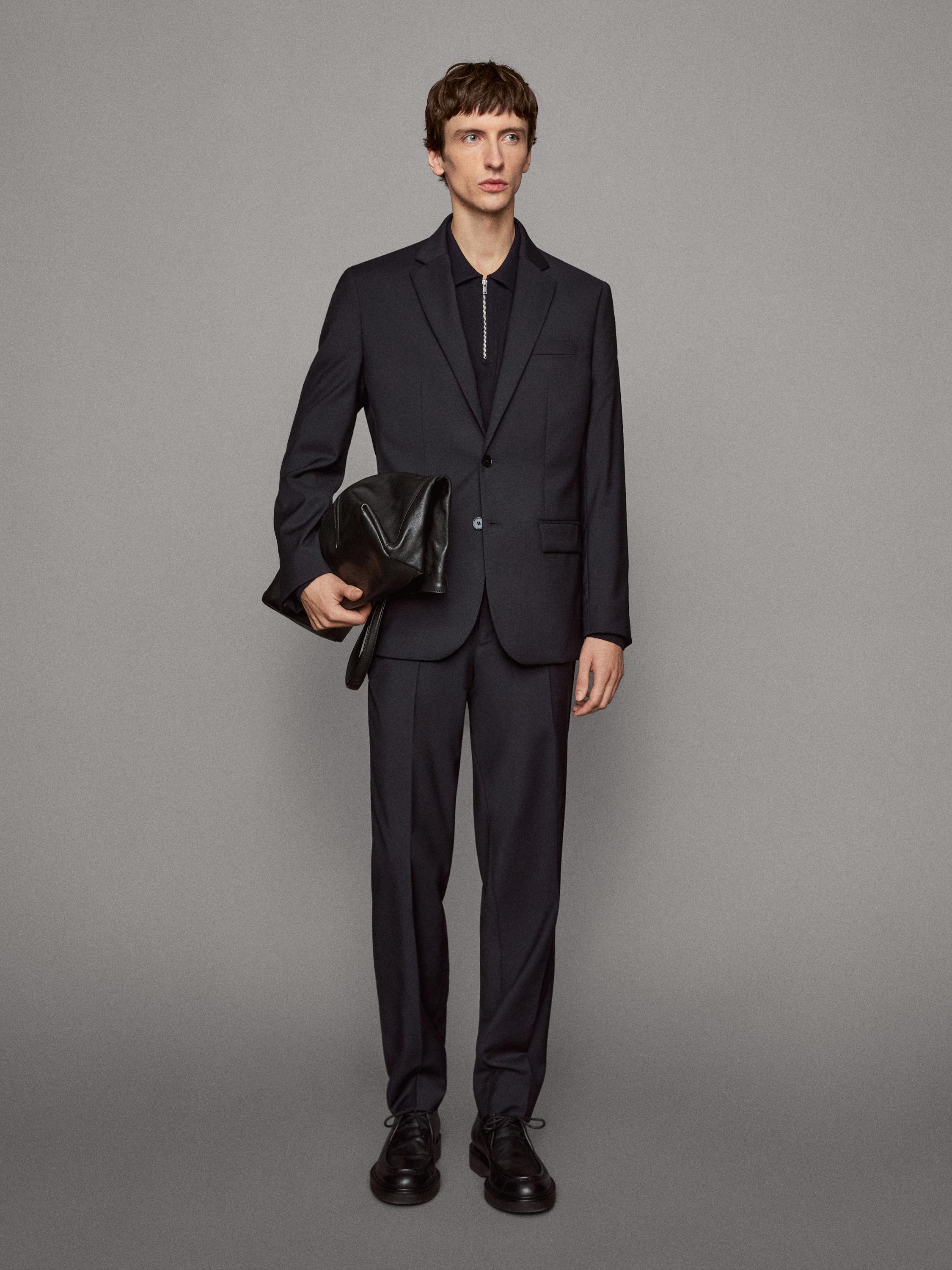 100% cool wool suit blazer — NAVY BLUE