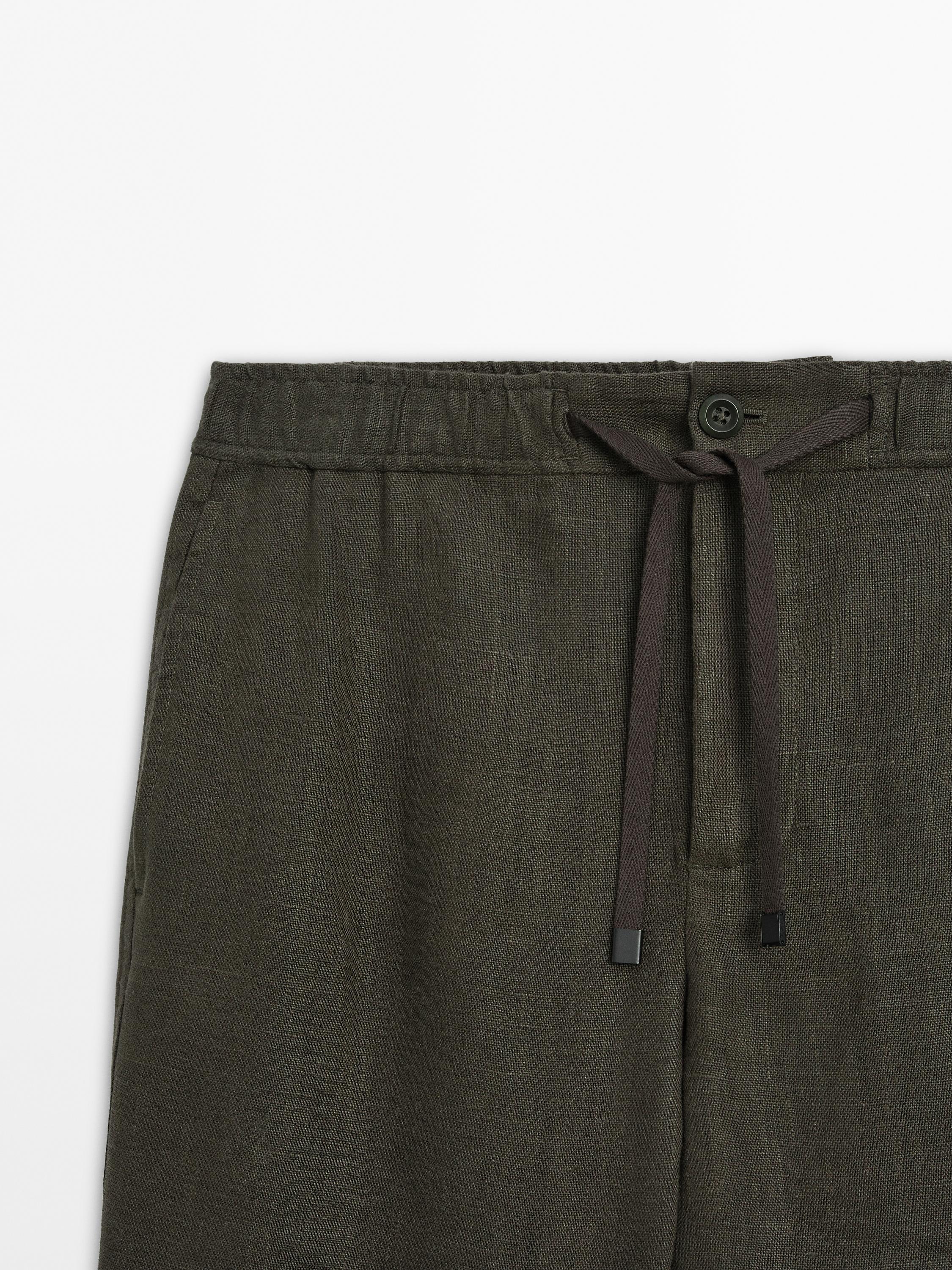 100% linen jogger fit trousers