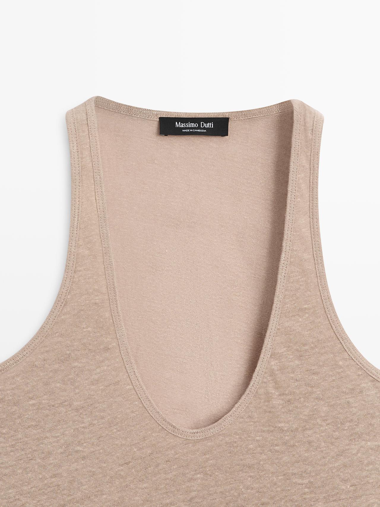 Flowing 100% linen top — STONE