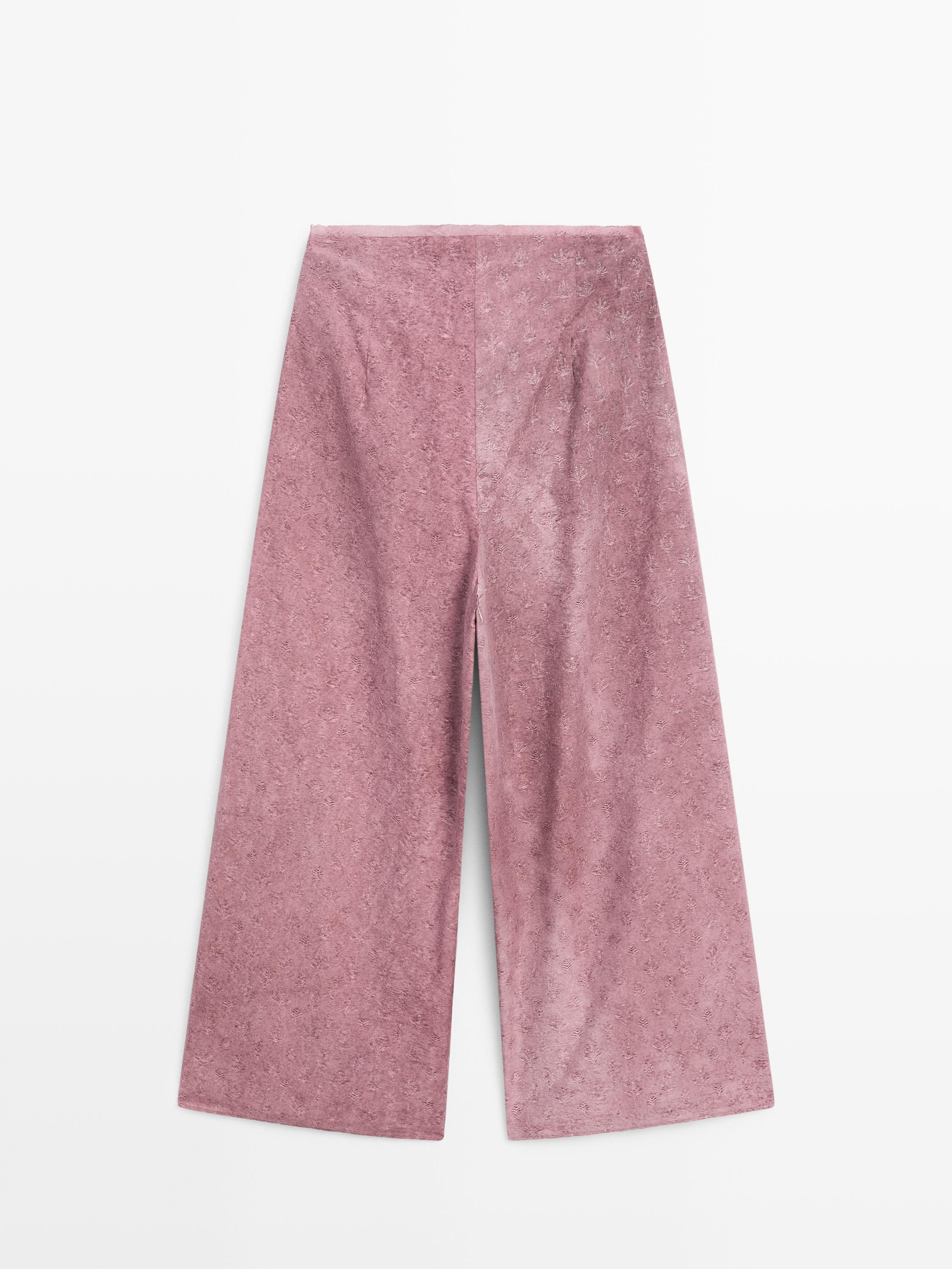 Pantalon jacquard large et fluide