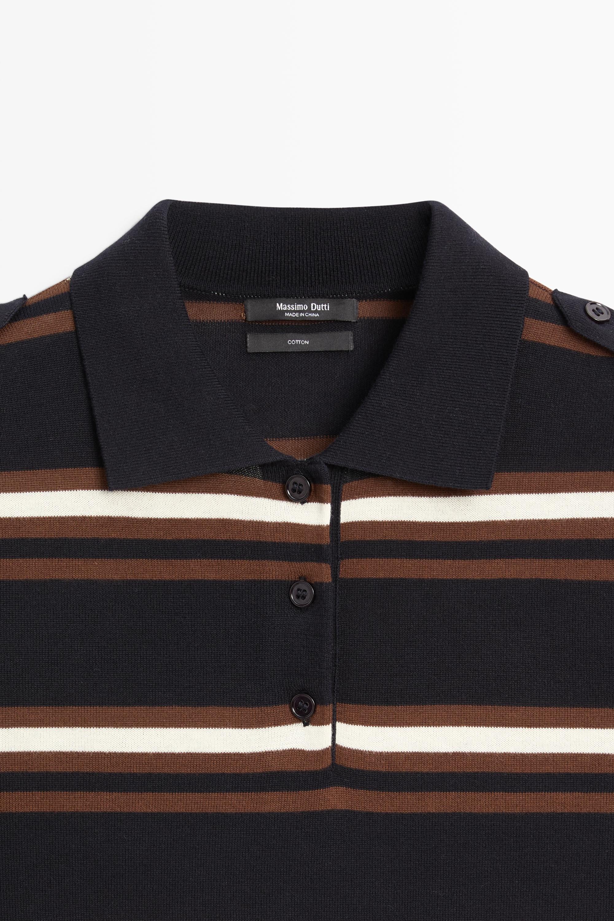 Massimo Dutti %100 pamuklu çizgili triko polo