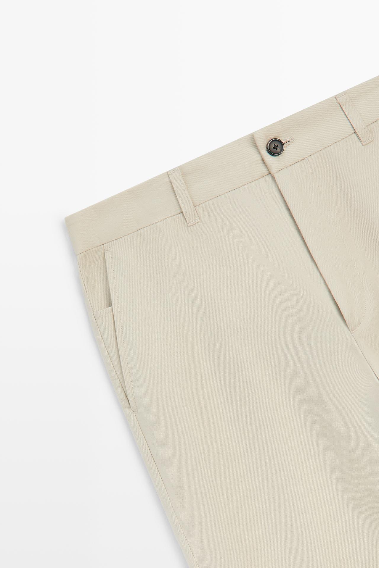 Cotton blend jogger fit pants — BEIGE
