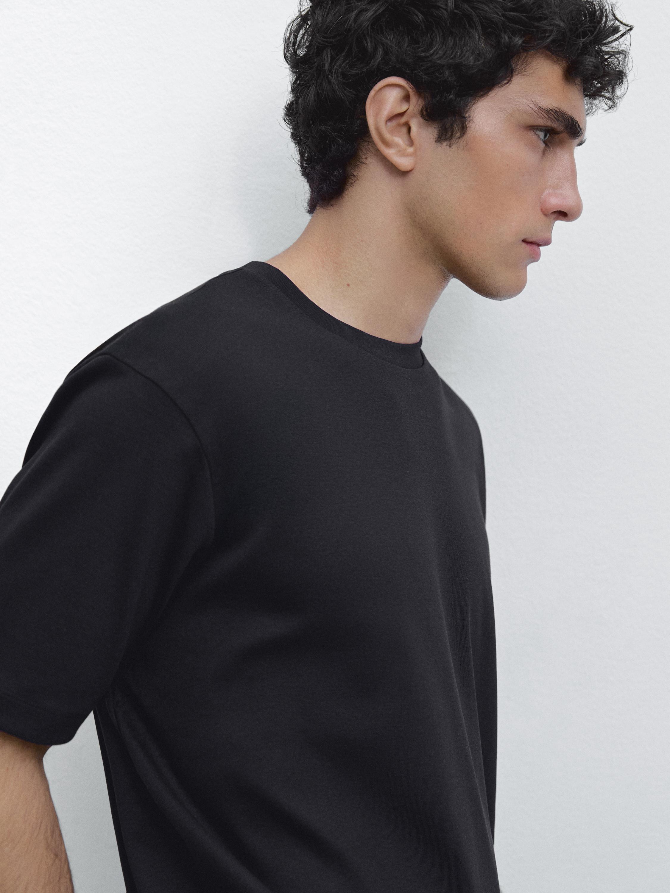 100% mercerised cotton T-shirt — NAVY BLUE