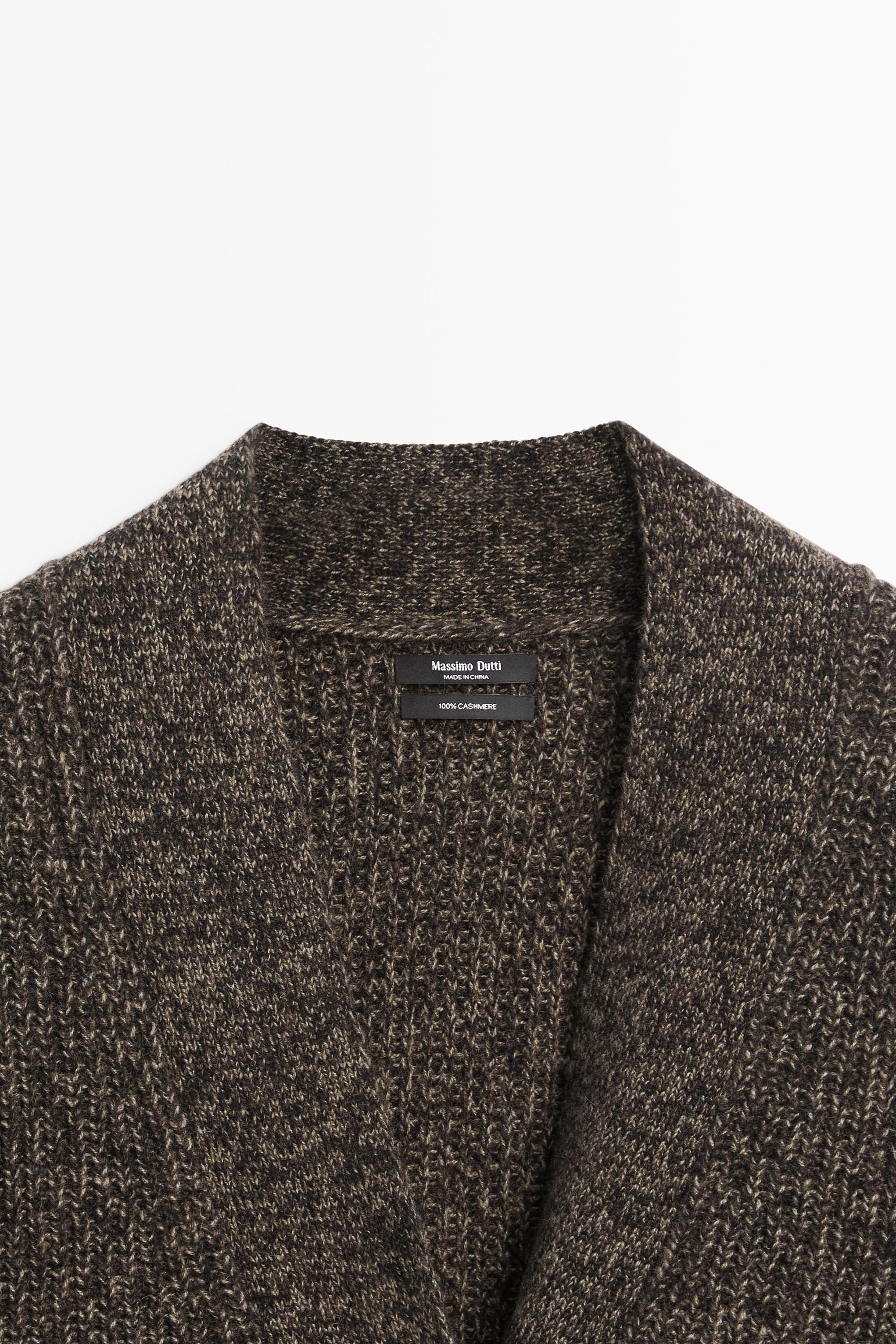 100% cashmere V-neck knit cardigan — MOLE BROWN