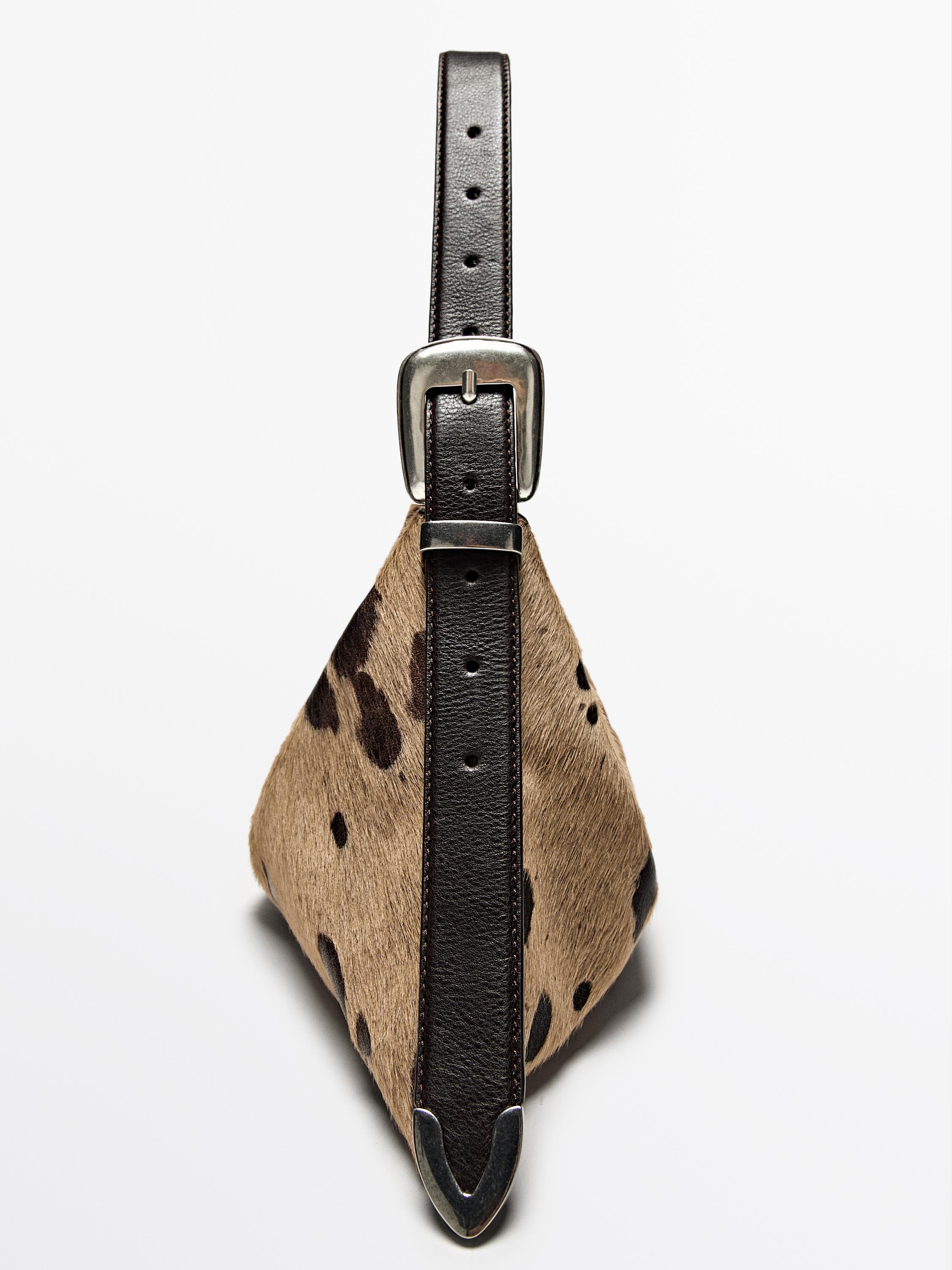 Kožená kabelka s vlasom a zvieracou potlačou