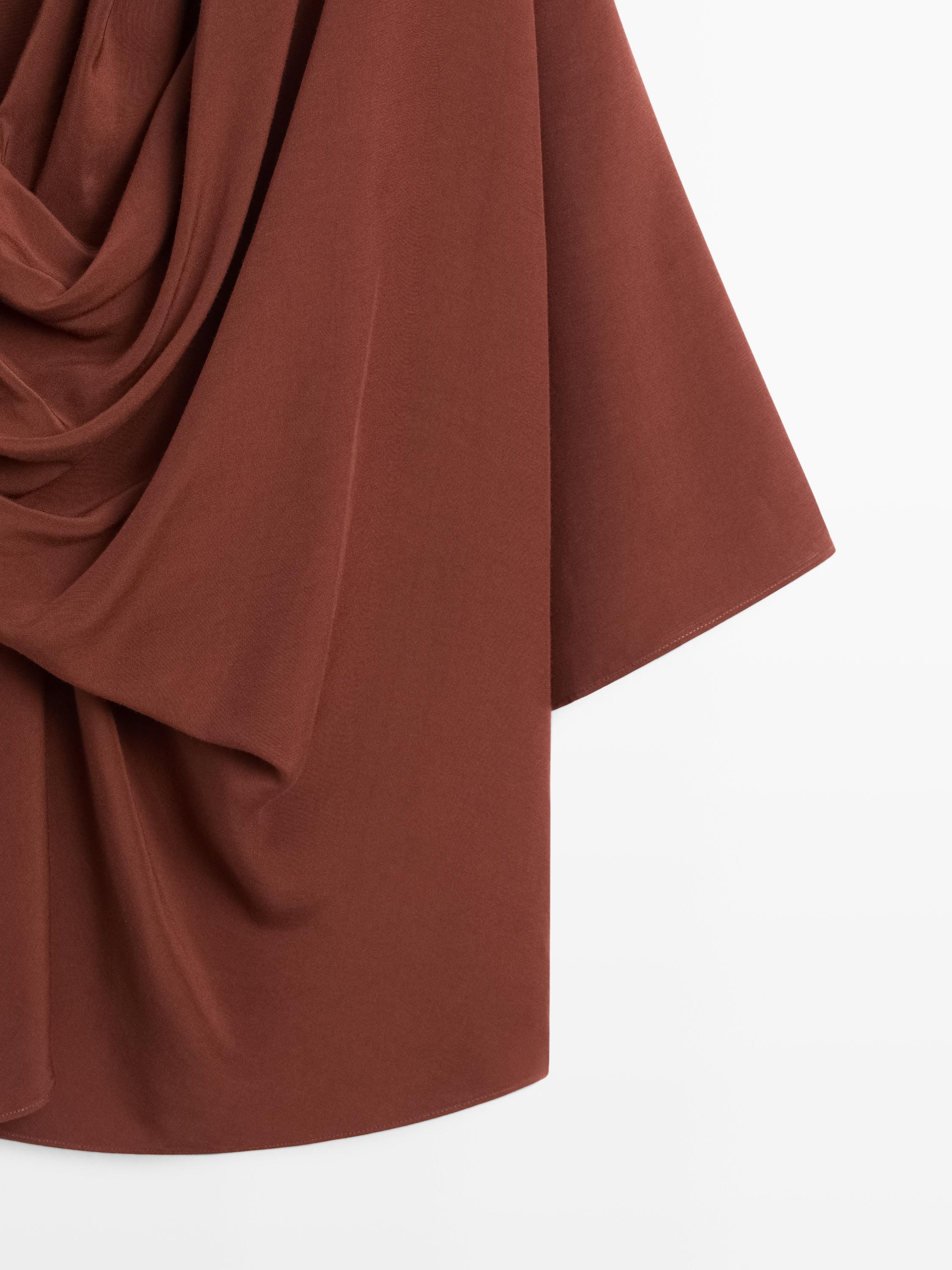 Flowing shirt with draped detail — ORANGE