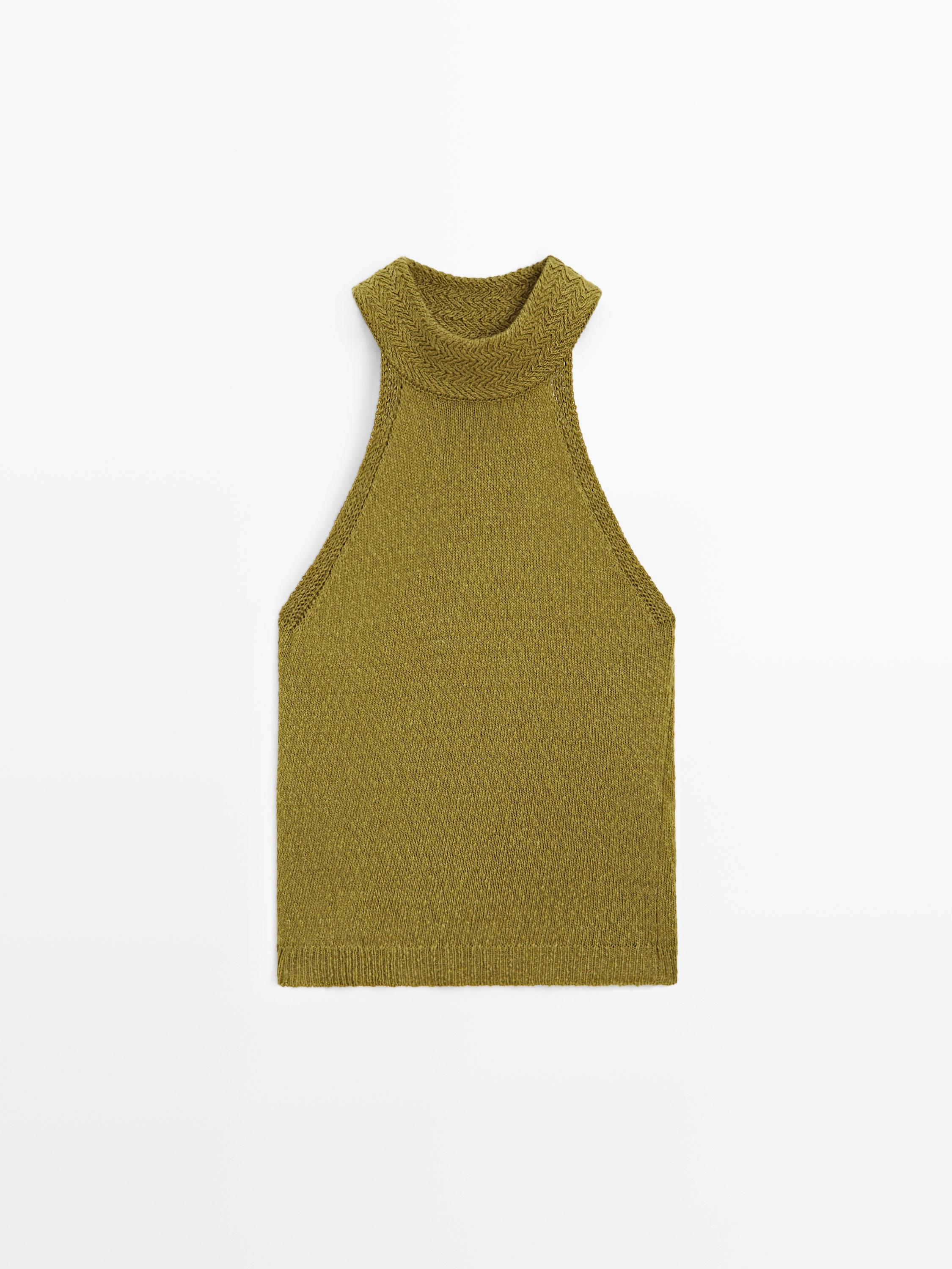 Textured knit halterneck top