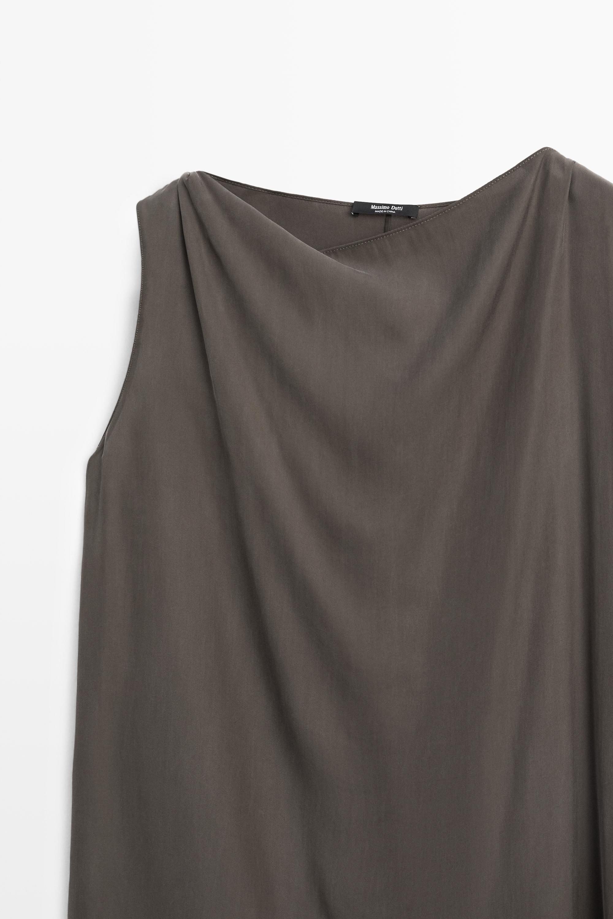 Asymmetric flowing cape top — MOLE BROWN