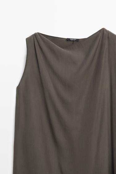 Asymmetric flowing cape top — MOLE BROWN 4