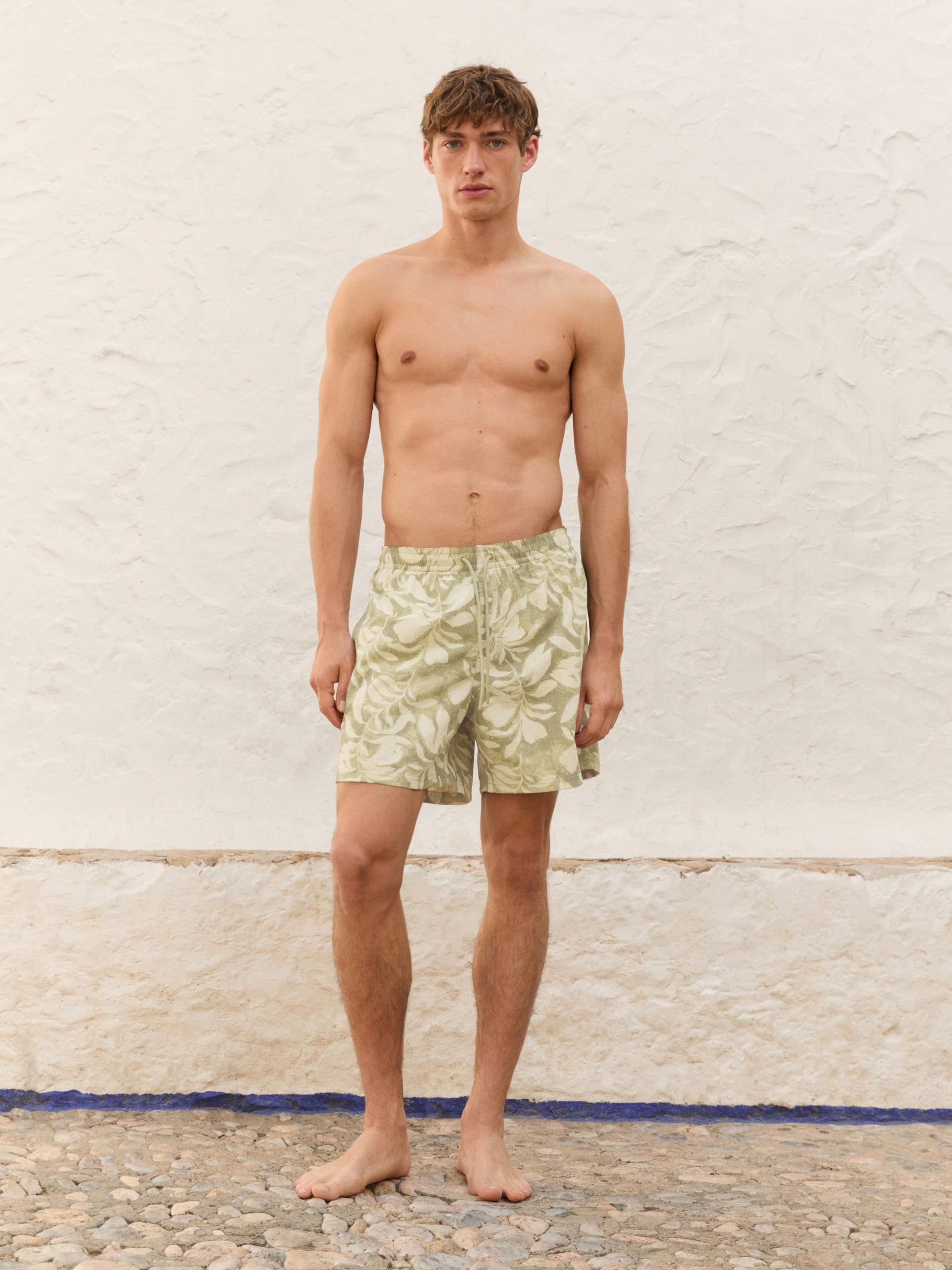 Bañador Estampado Regular Fit - Verde Claro - L - Massimo Dutti - Hombre