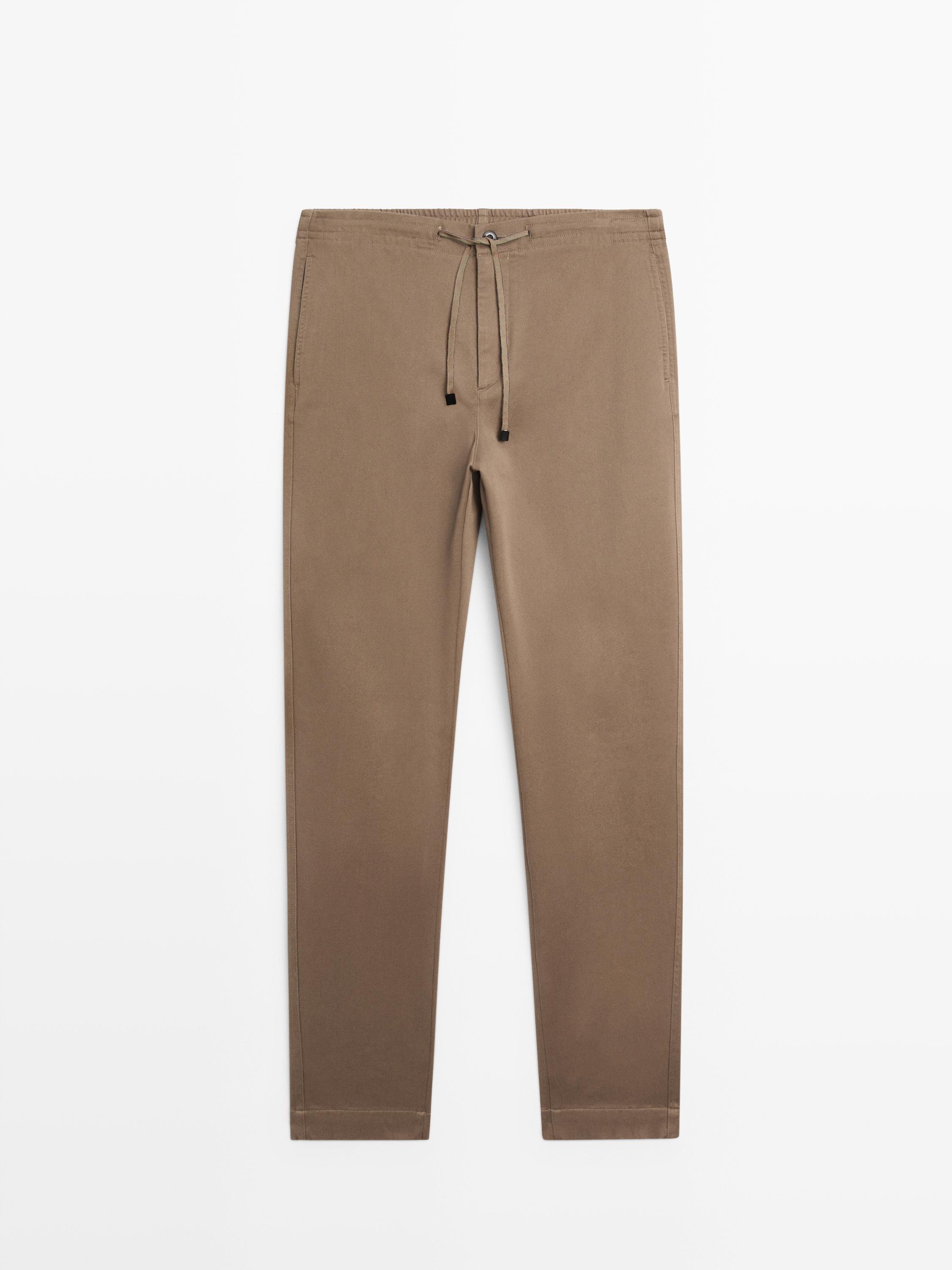 Cotton blend jogger fit trousers