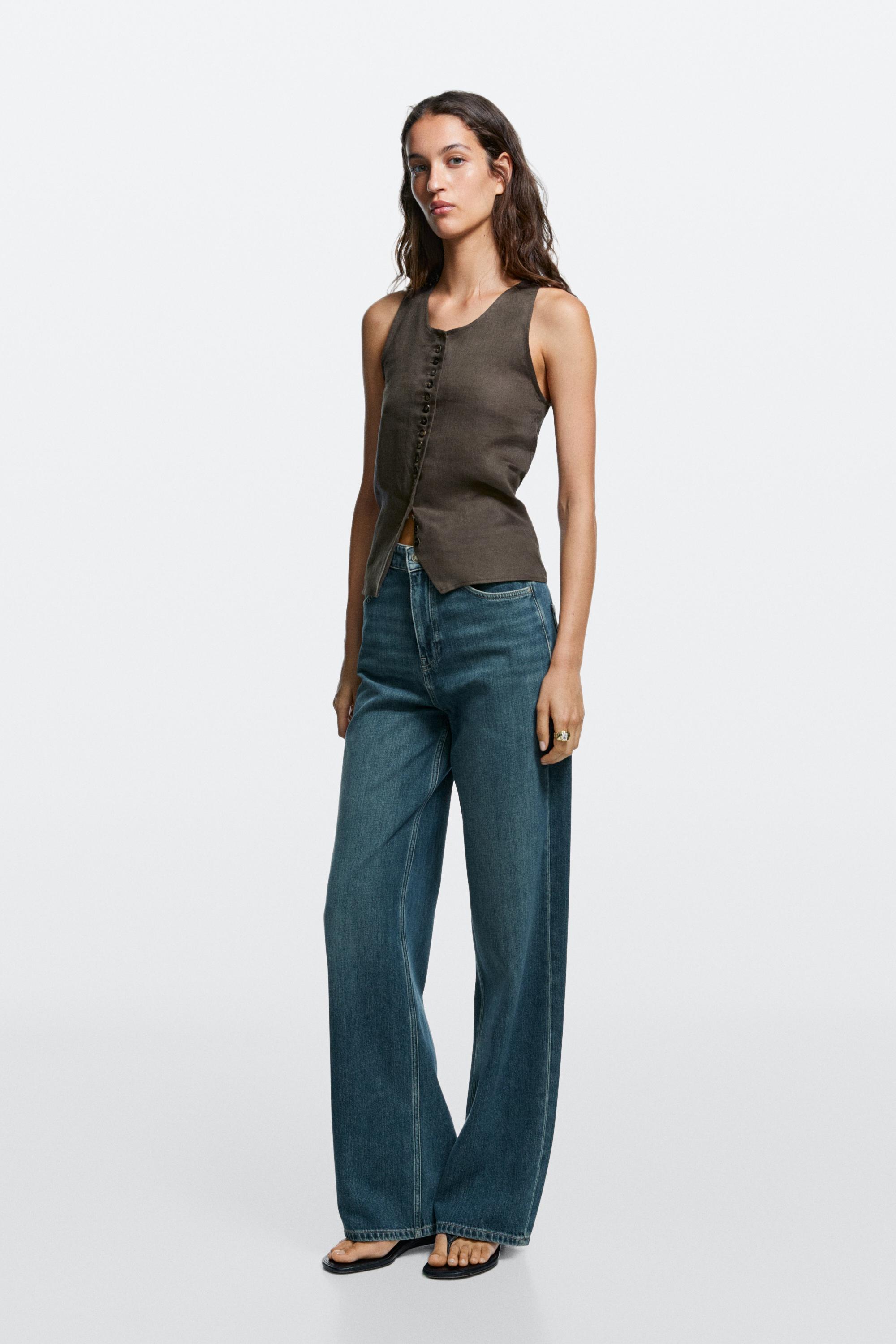 Relaxed mid-waist wide-leg jeans