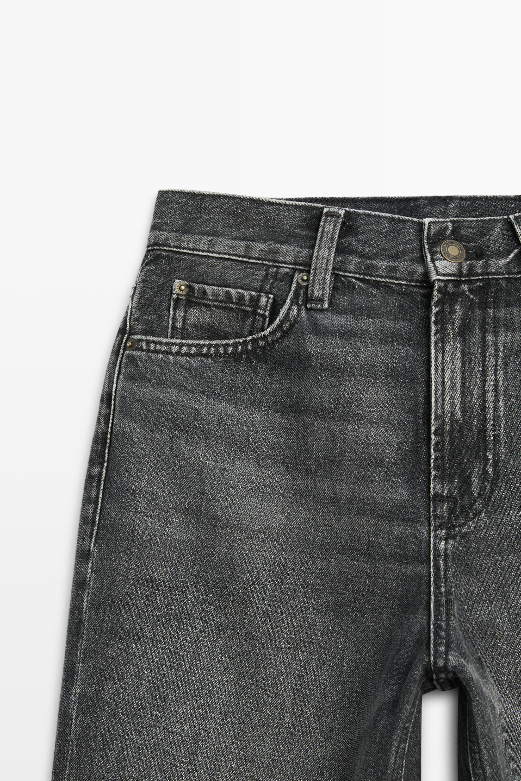 High-waist straight-leg jeans — GREY
