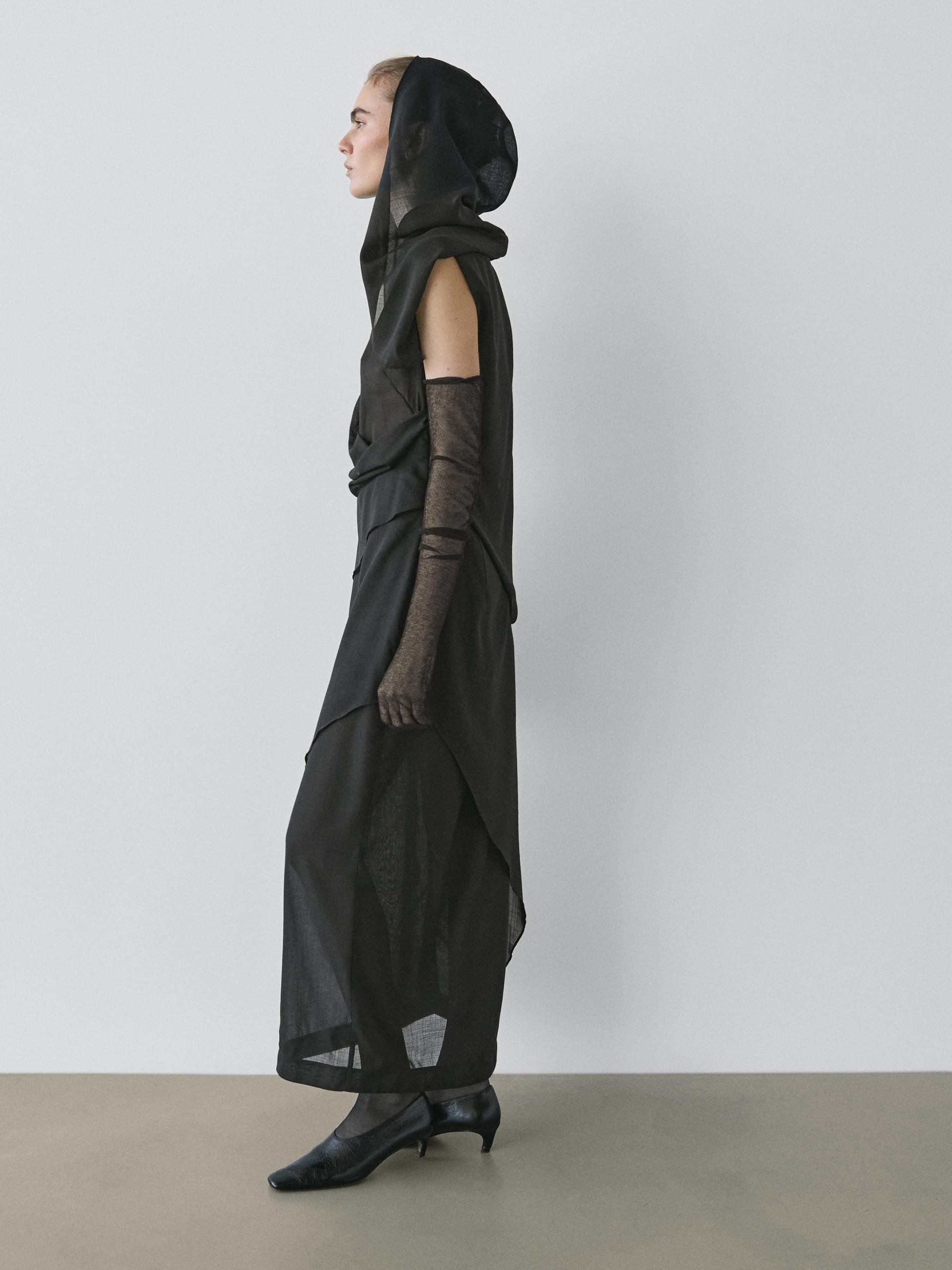Guantes Largos Semitransparentes - Studio - Negro - 01 - Massimo Dutti - Mujer
