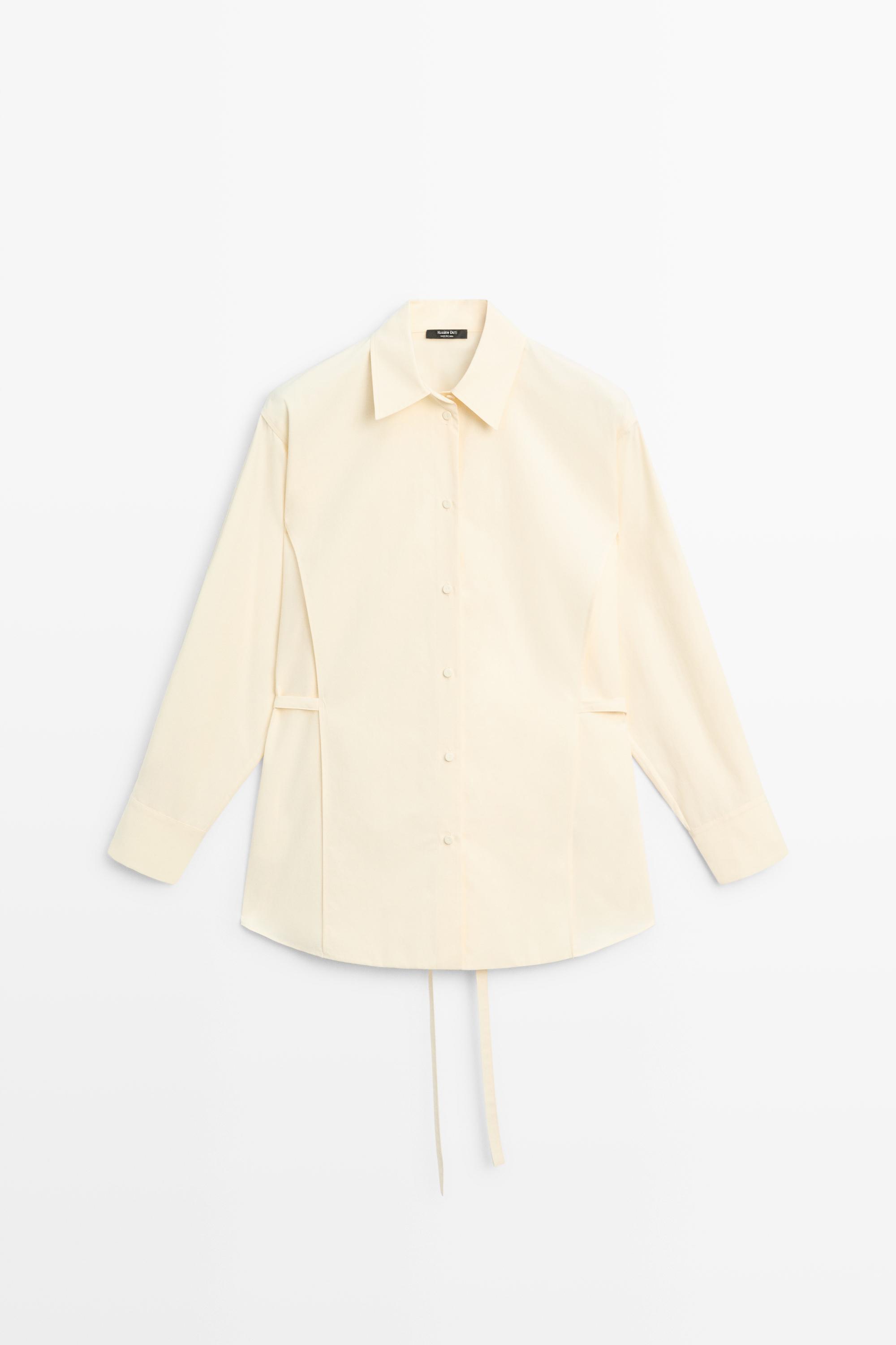 Flowing cotton shirt with belt detail by Massimo Dutti