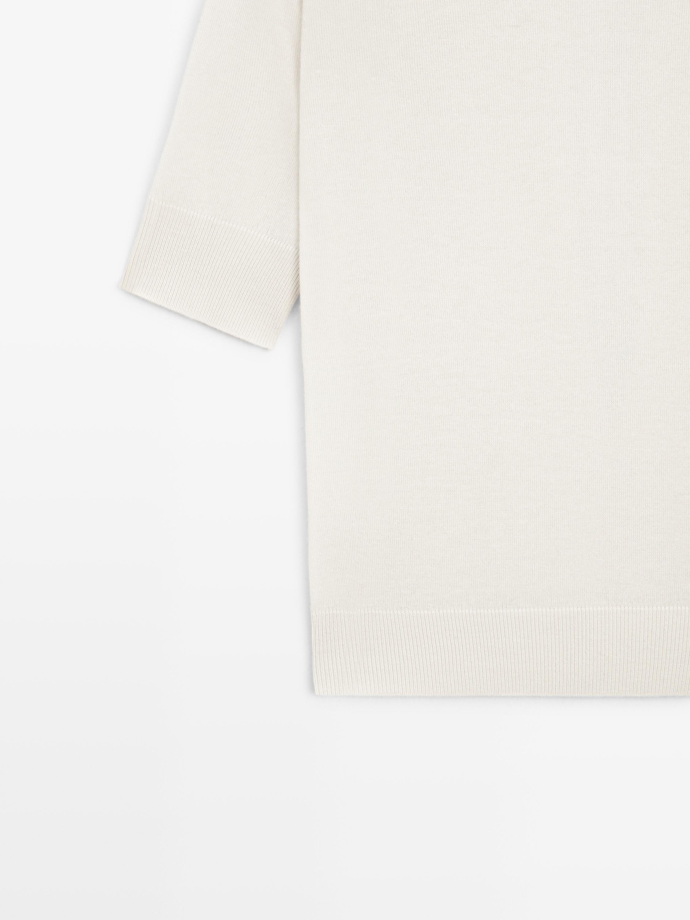 Silk blend knit sweater with back detail - STUDIO — IVORY