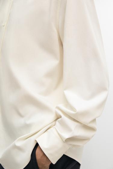 Relaxed fit cotton blend shirt — SAND 8