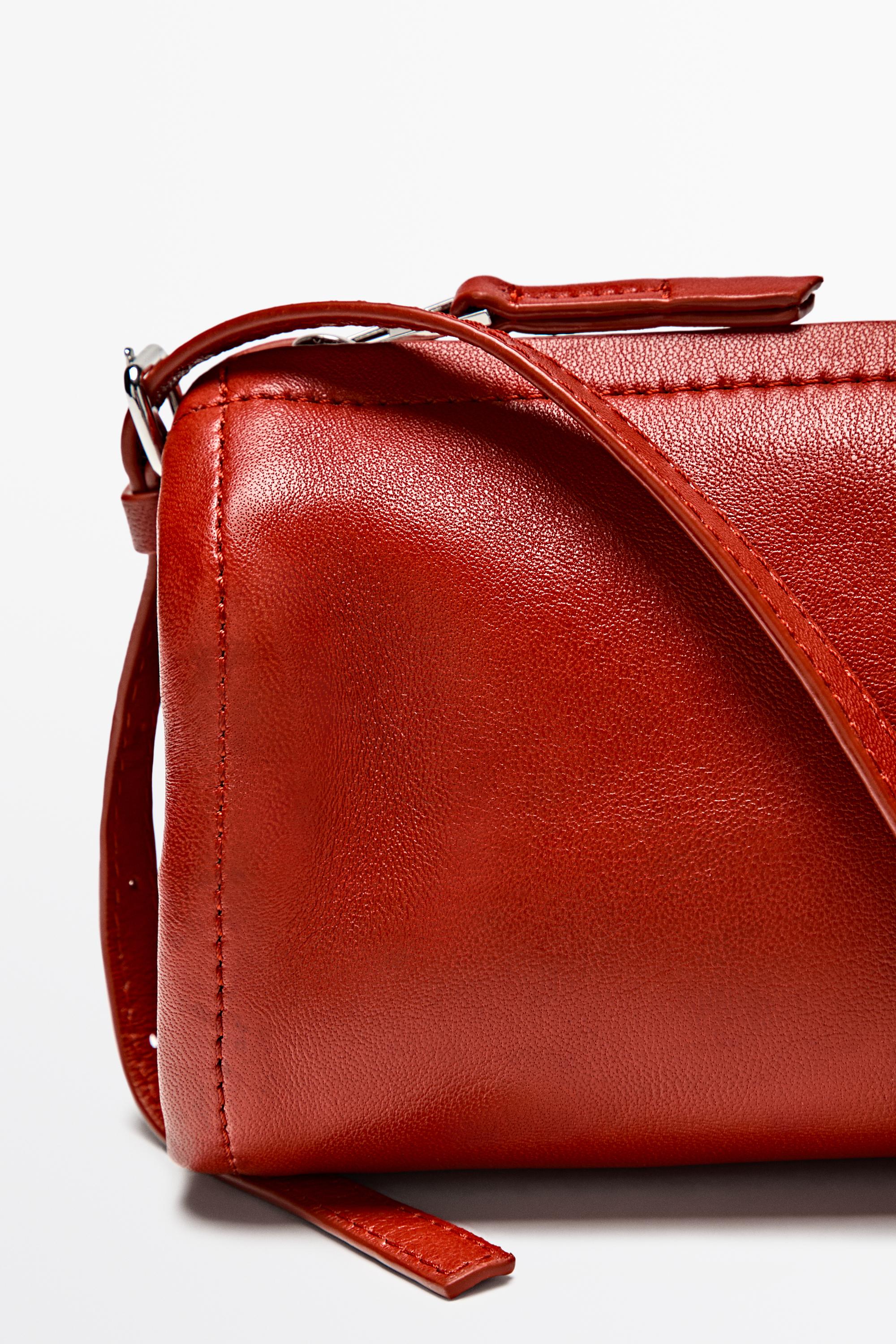 Nappa leather crossbody bag — CORAL RED