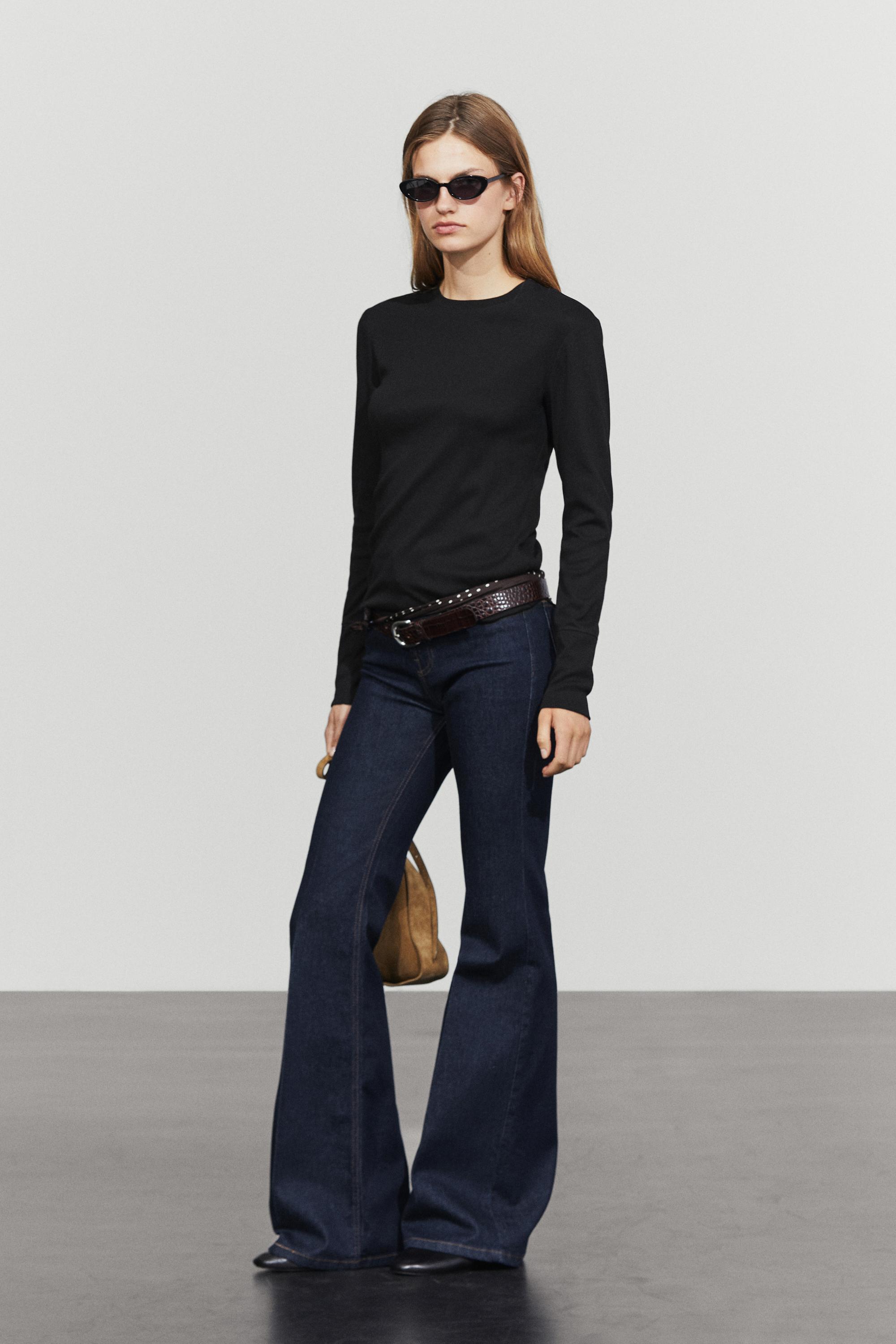 100% cotton long sleeve T-shirt — BLACK