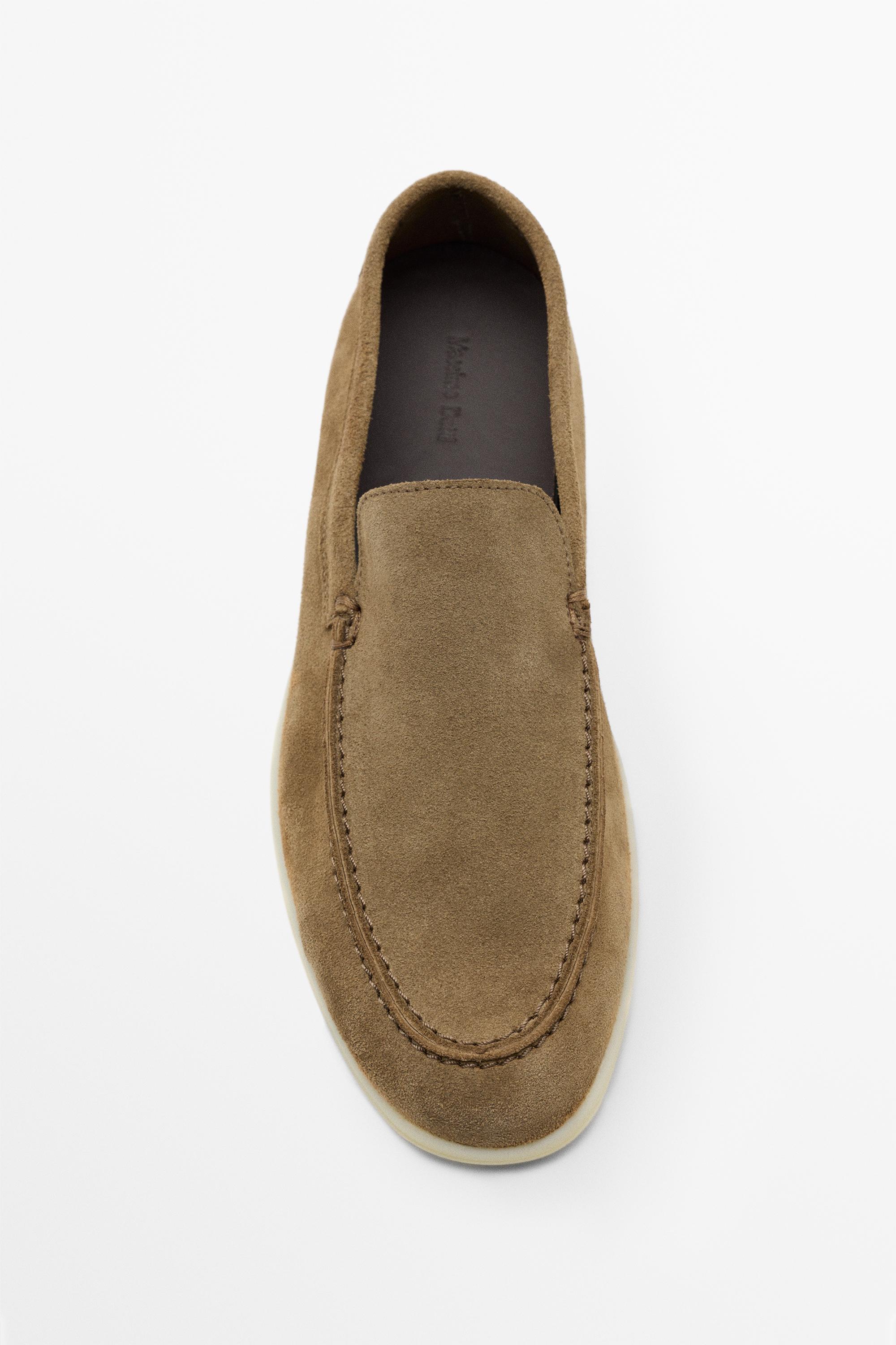 Soft split leather loafers — SAND