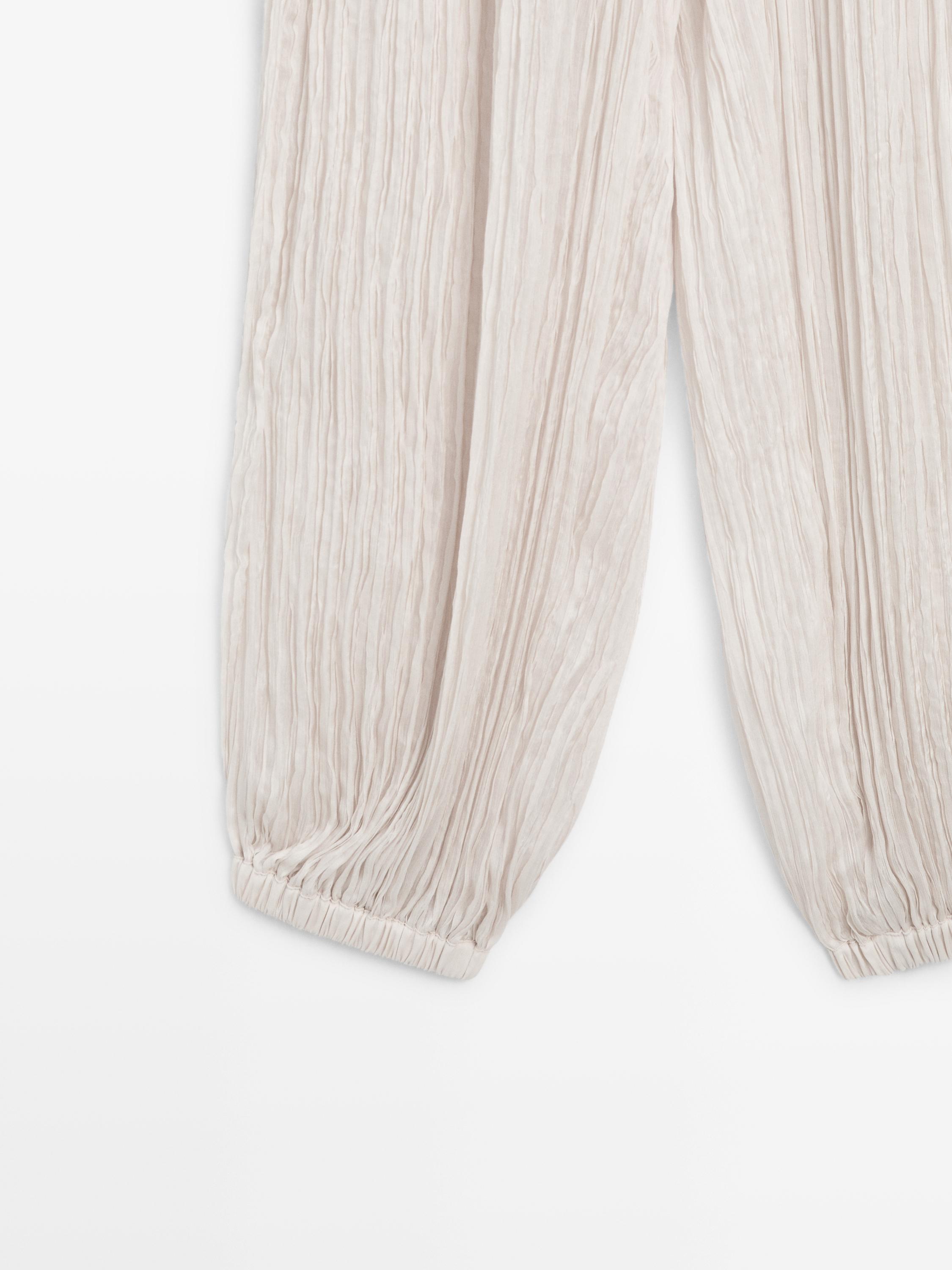 Sarouel trousers with pleated detail — CREAM