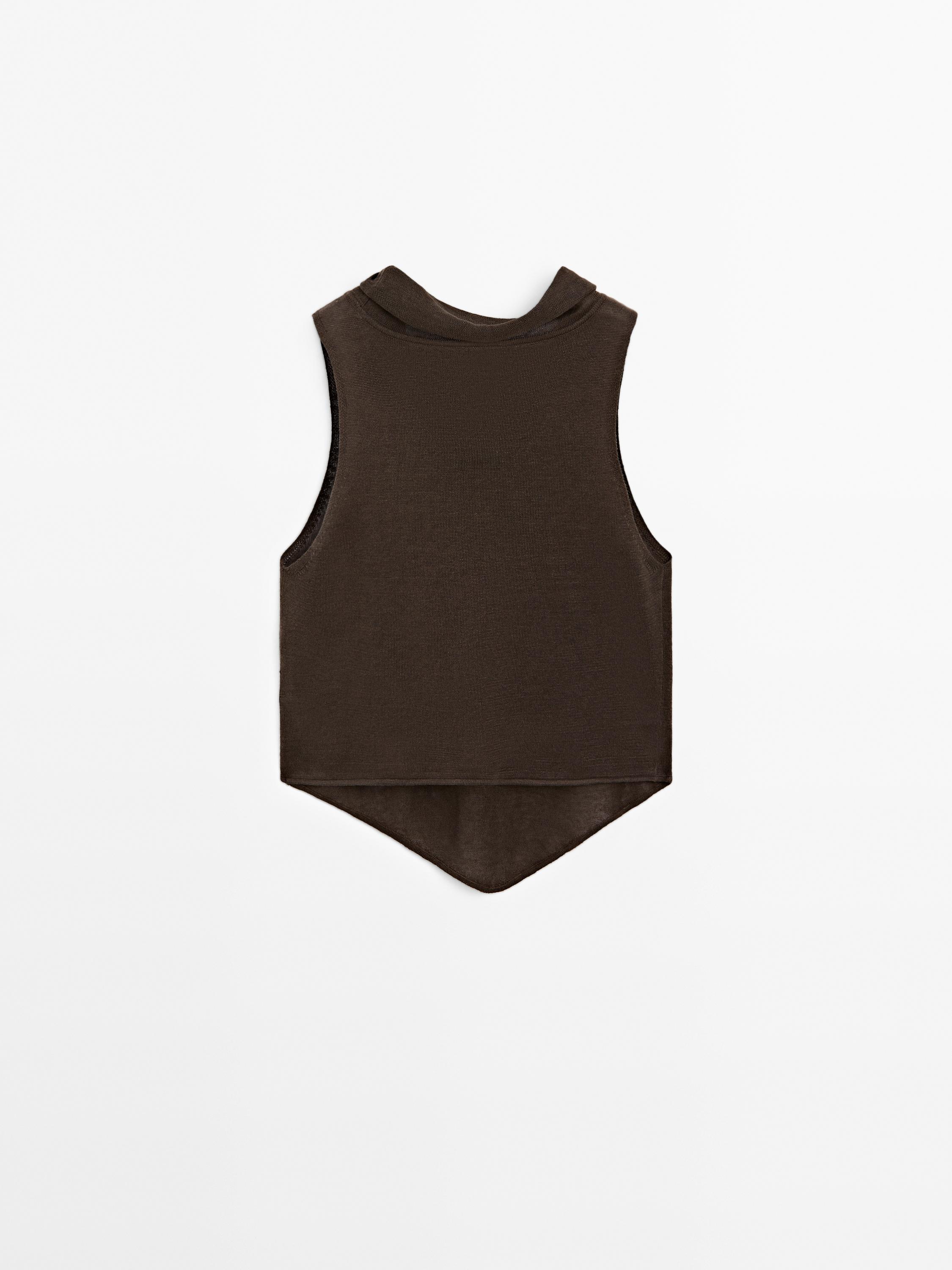 100% linen asymmetric draped top