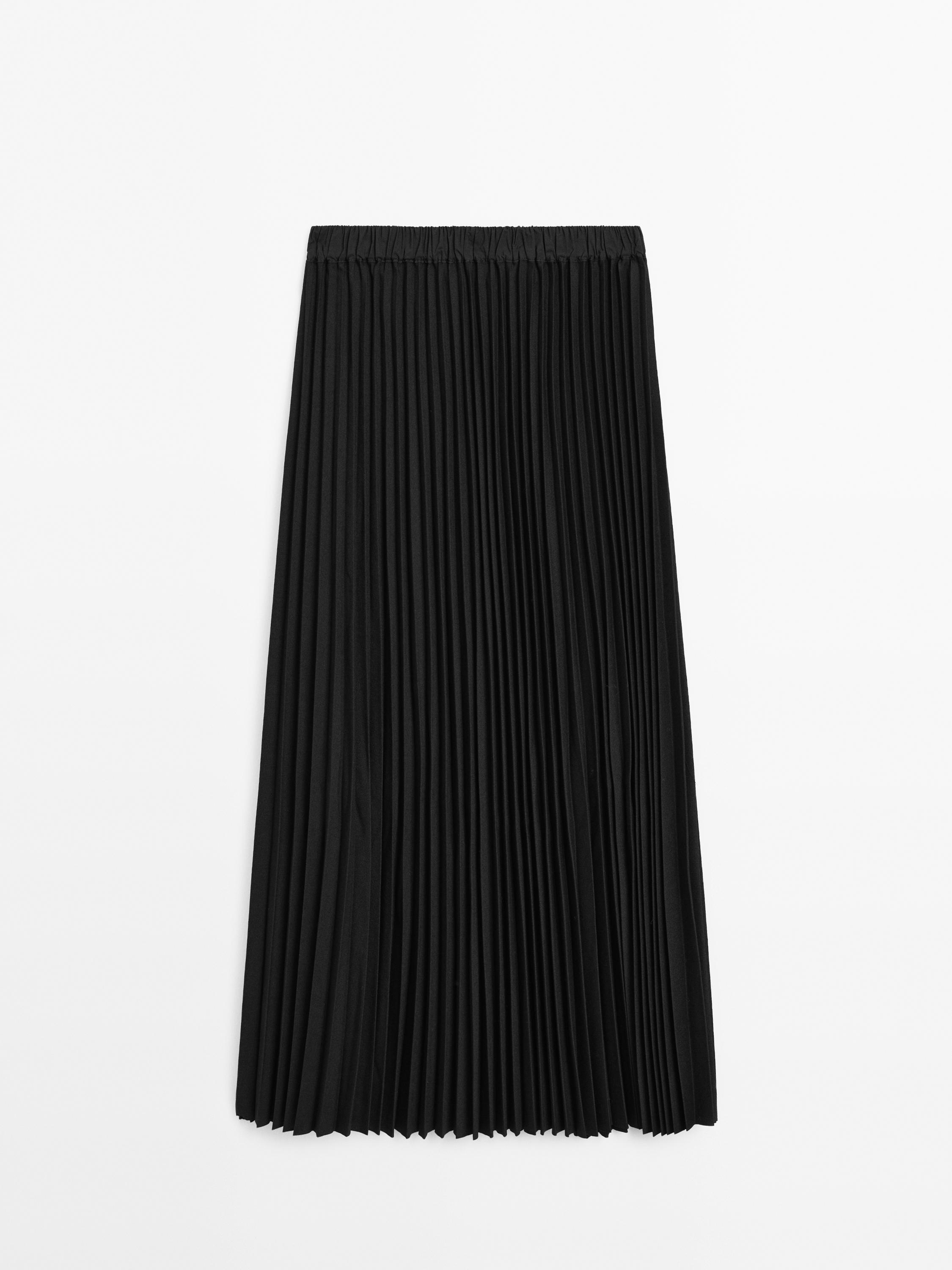 Flowing pleated midi skirt