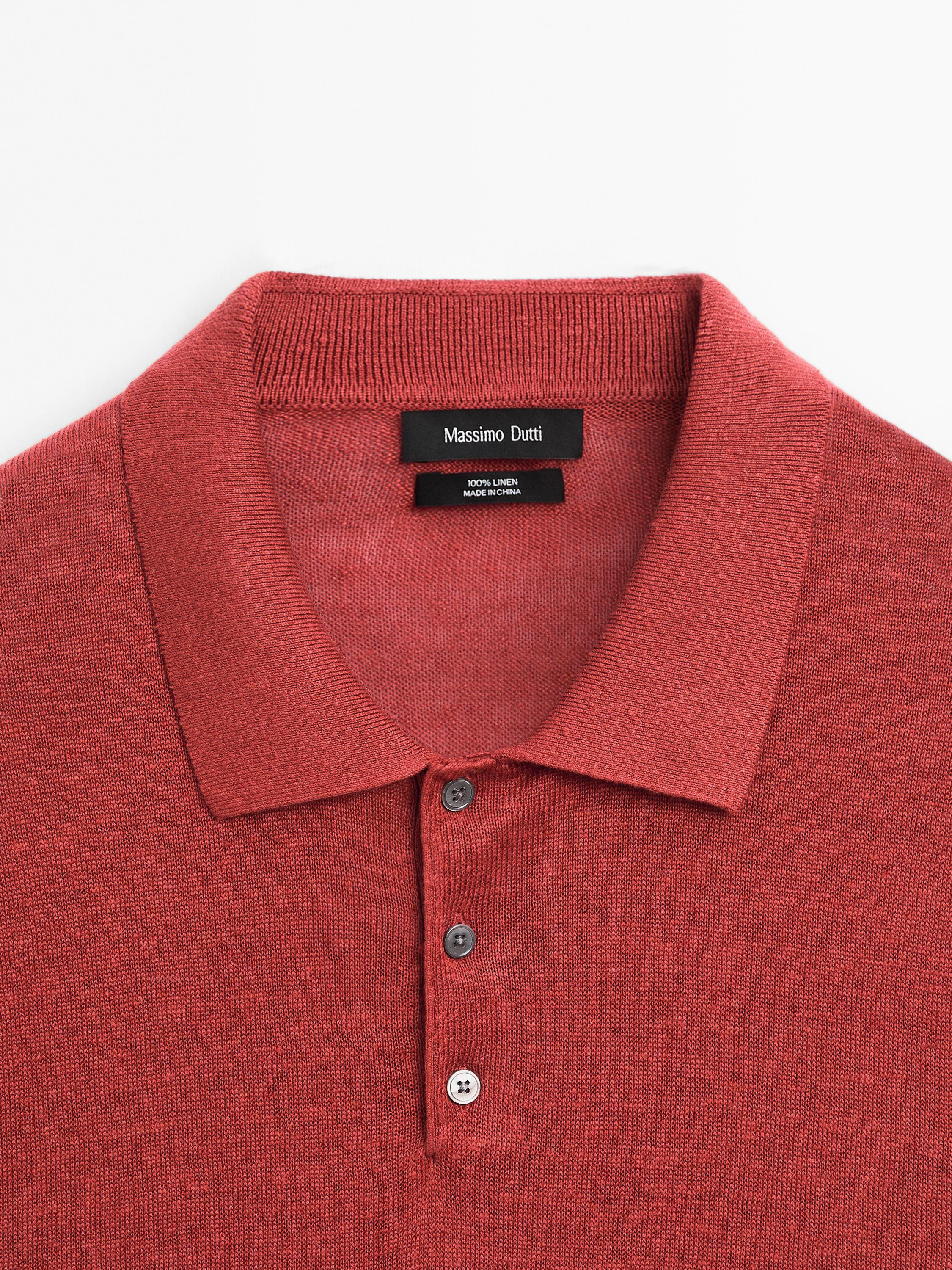 100% linen knit polo shirt