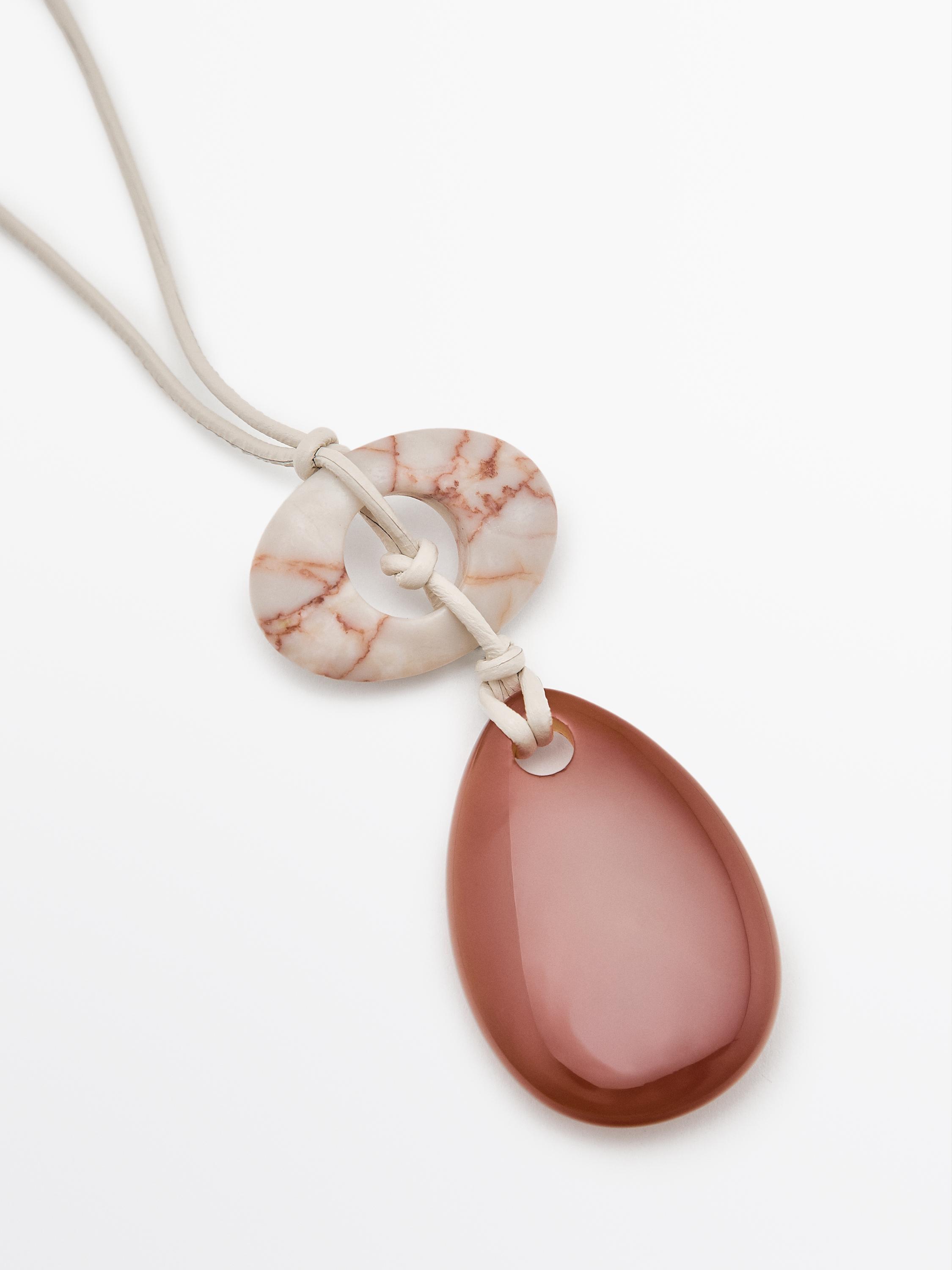 Leather cord necklace with stones