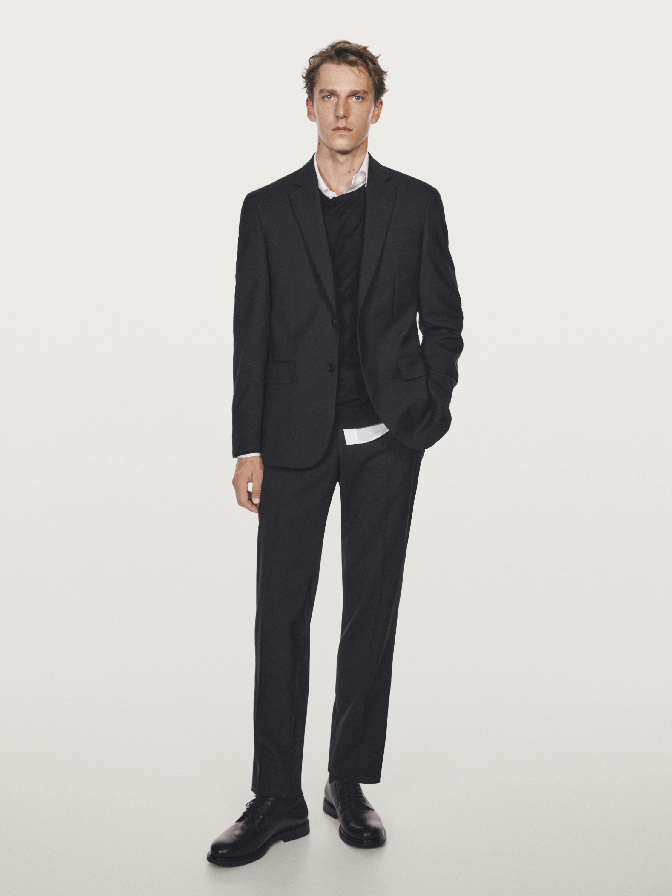 100% cool wool suit blazer — BLACK
