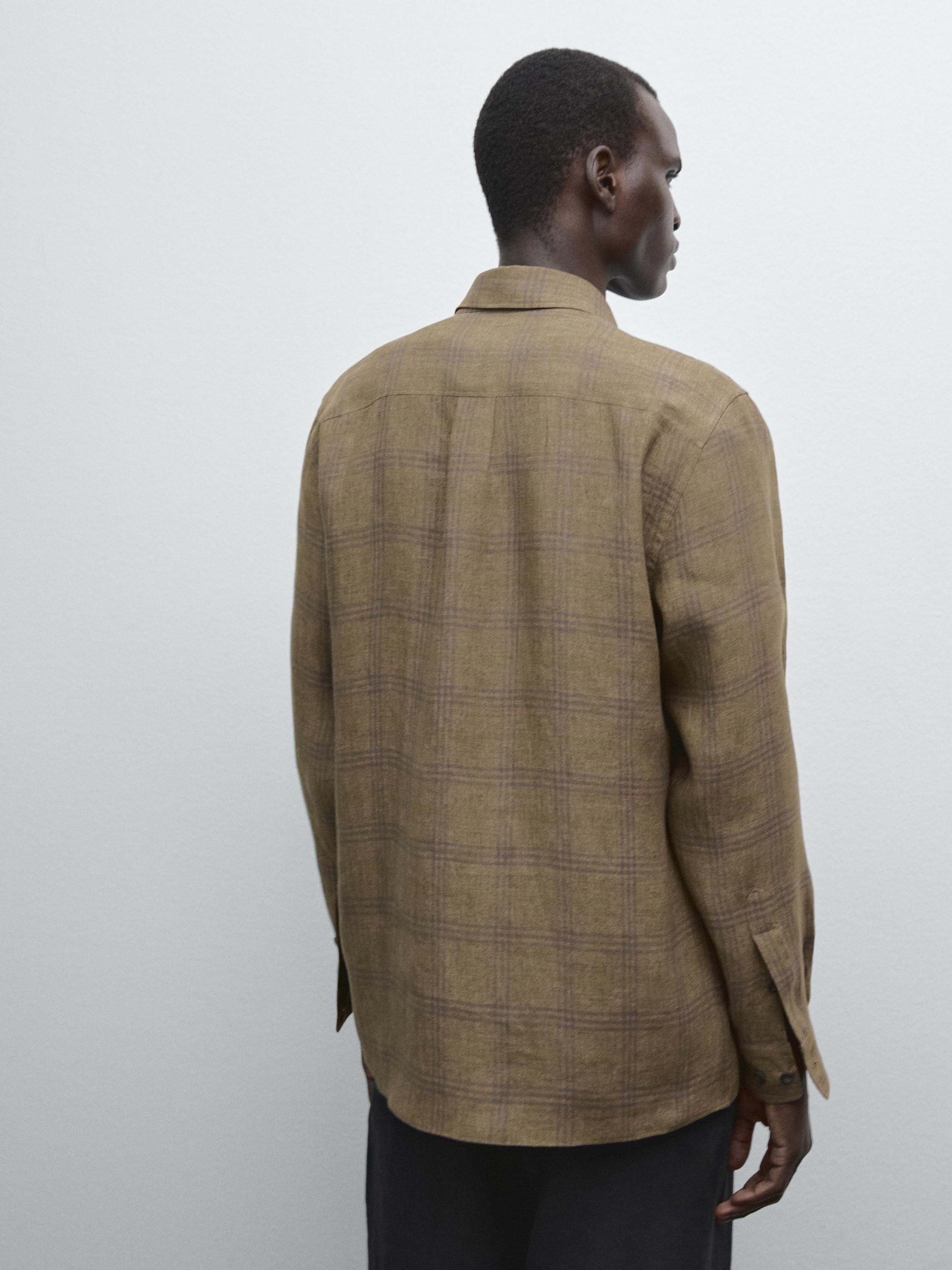 Regular fit linen check shirt