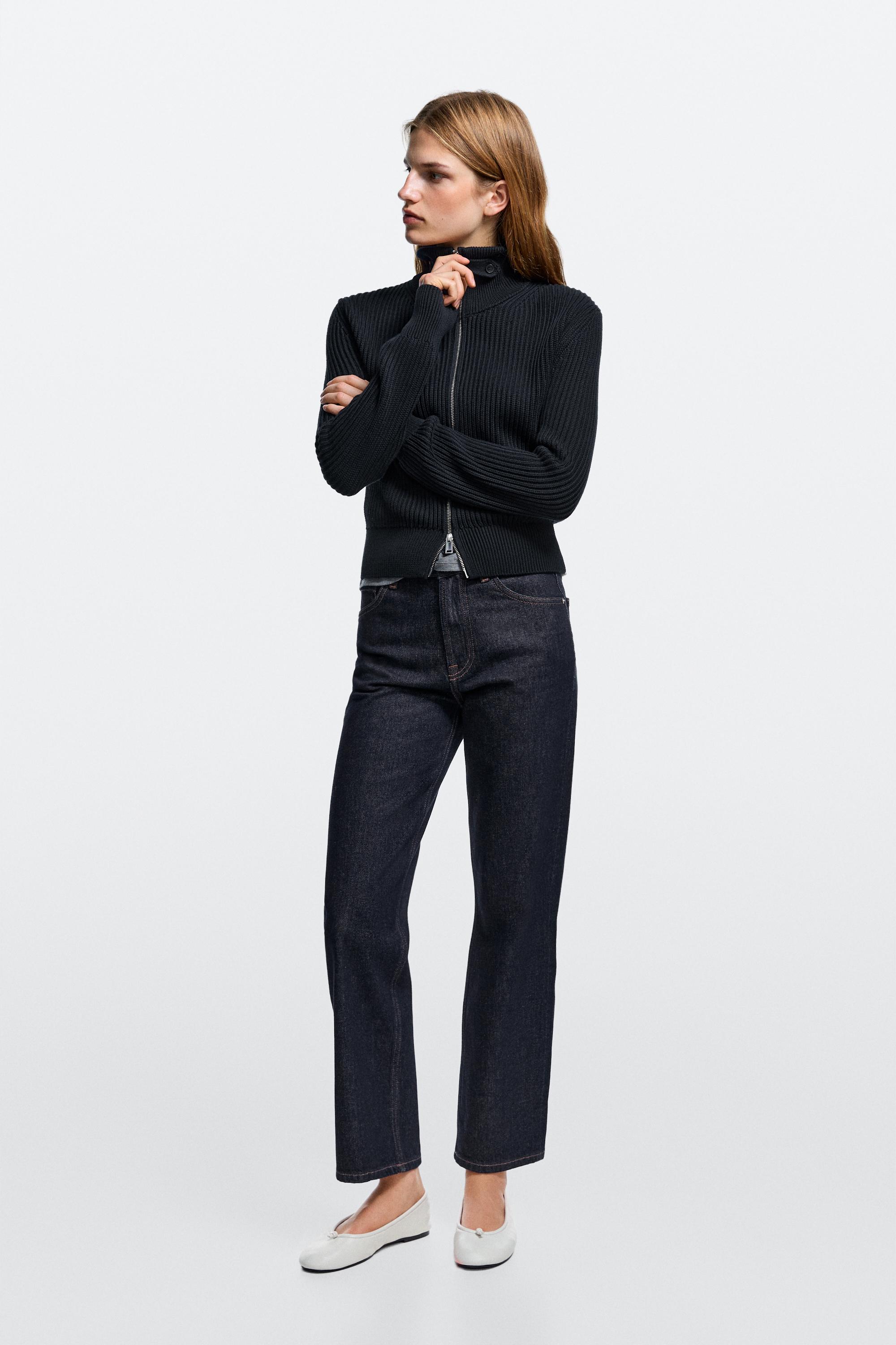 Jean straight cropped taille haute