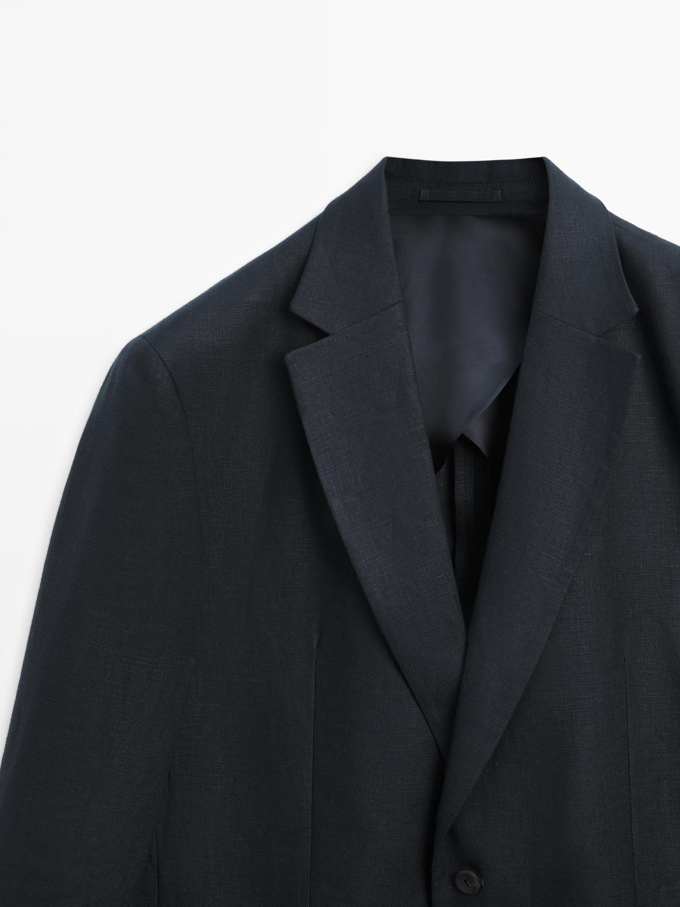 100% linen suit blazer — NAVY BLUE